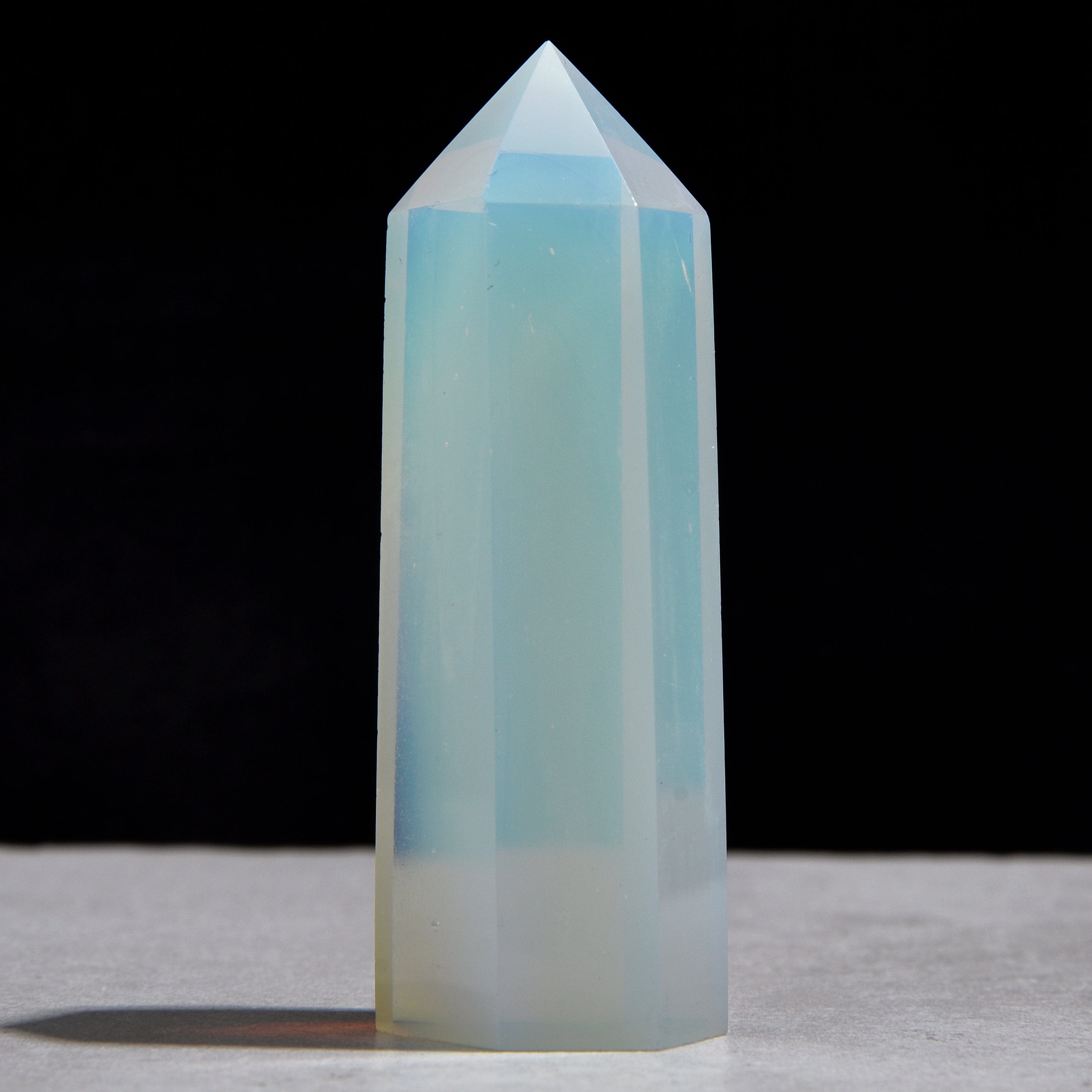 KALIFANO Gemstone Carvings 3.5" Opalite Moonstone Obelisk Tower Gemstone Carving GOT810-MS