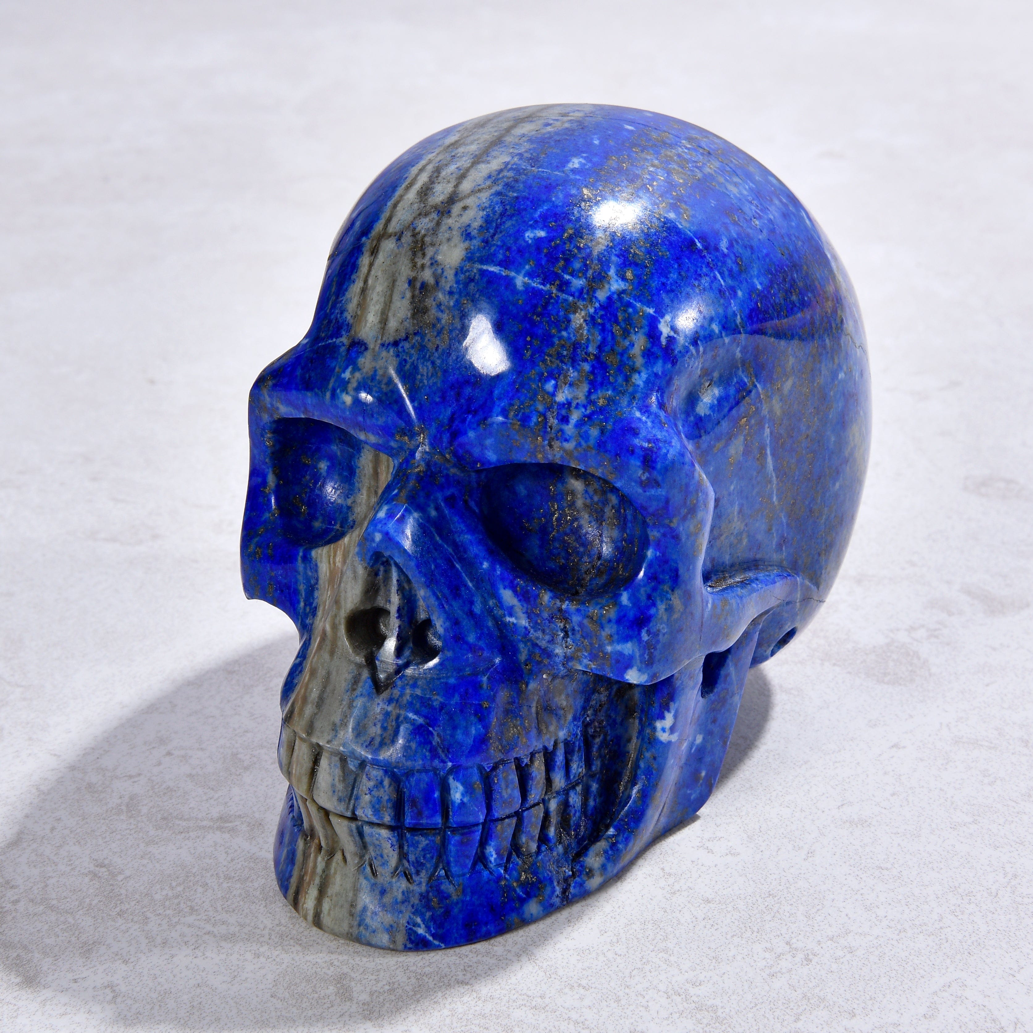 KALIFANO Gemstone Carvings 3" Natural Lapis Skull Gemstone Carving CVLSK.2300.01