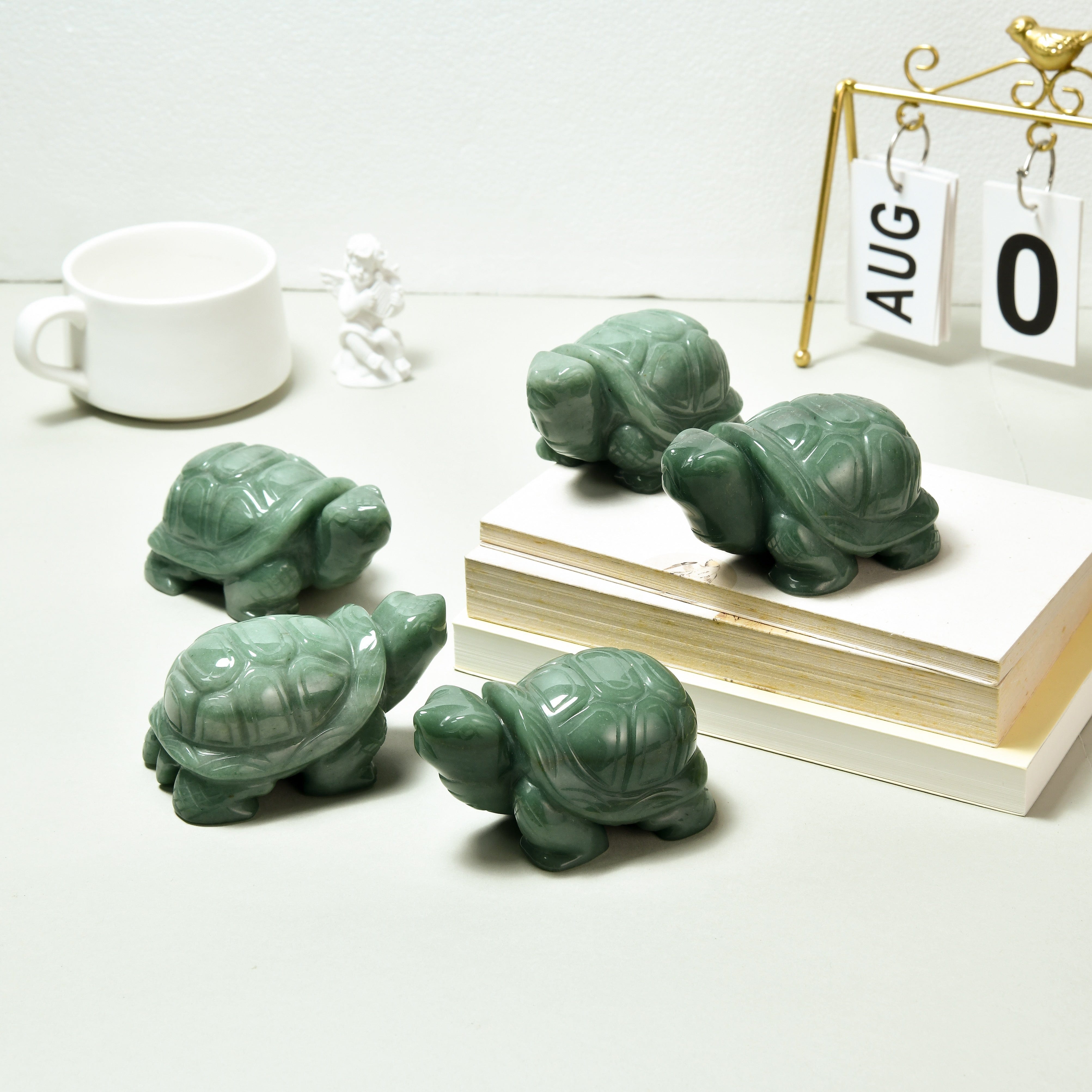 KALIFANO Gemstone Carvings 4" Aventurine Turtle Natural Gemstone Carving CV140-T-AV