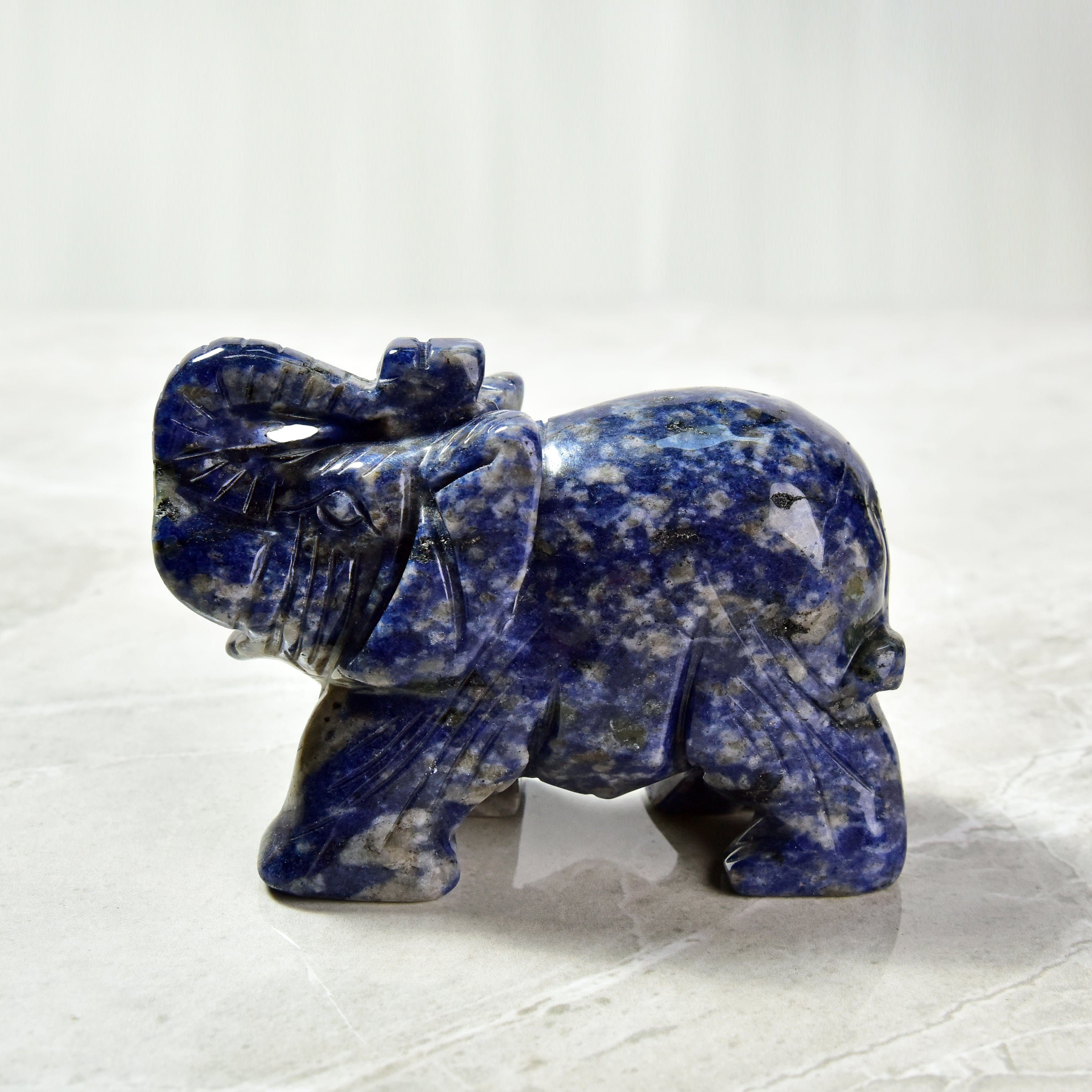 KALIFANO Gemstone Carvings 4" Sodalite Elephant Natural Gemstone Carving CV140-E-SD