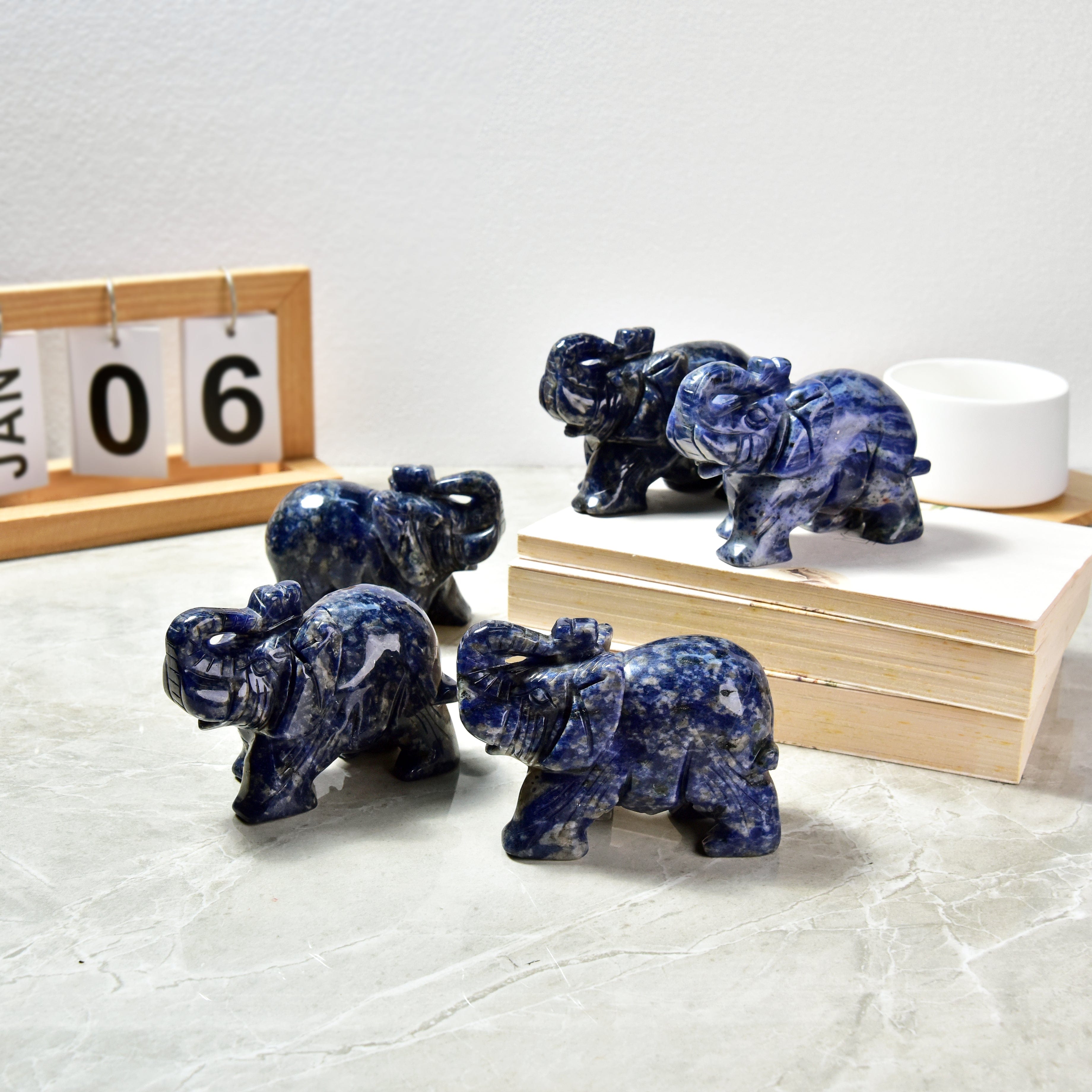 KALIFANO Gemstone Carvings 4" Sodalite Elephant Natural Gemstone Carving CV140-E-SD