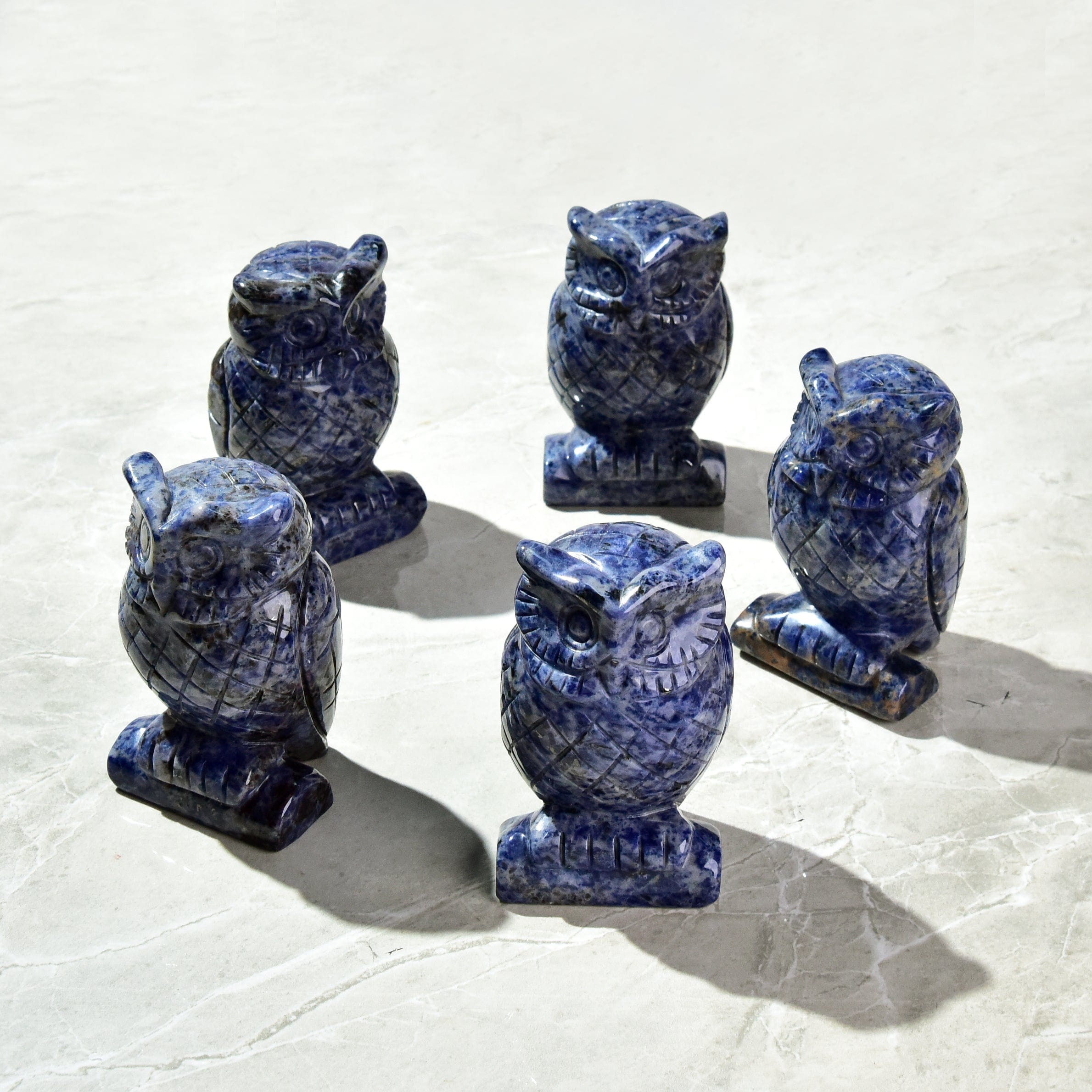 KALIFANO Gemstone Carvings 4" Sodalite Owl Natural Gemstone Carving CV140-O-SD