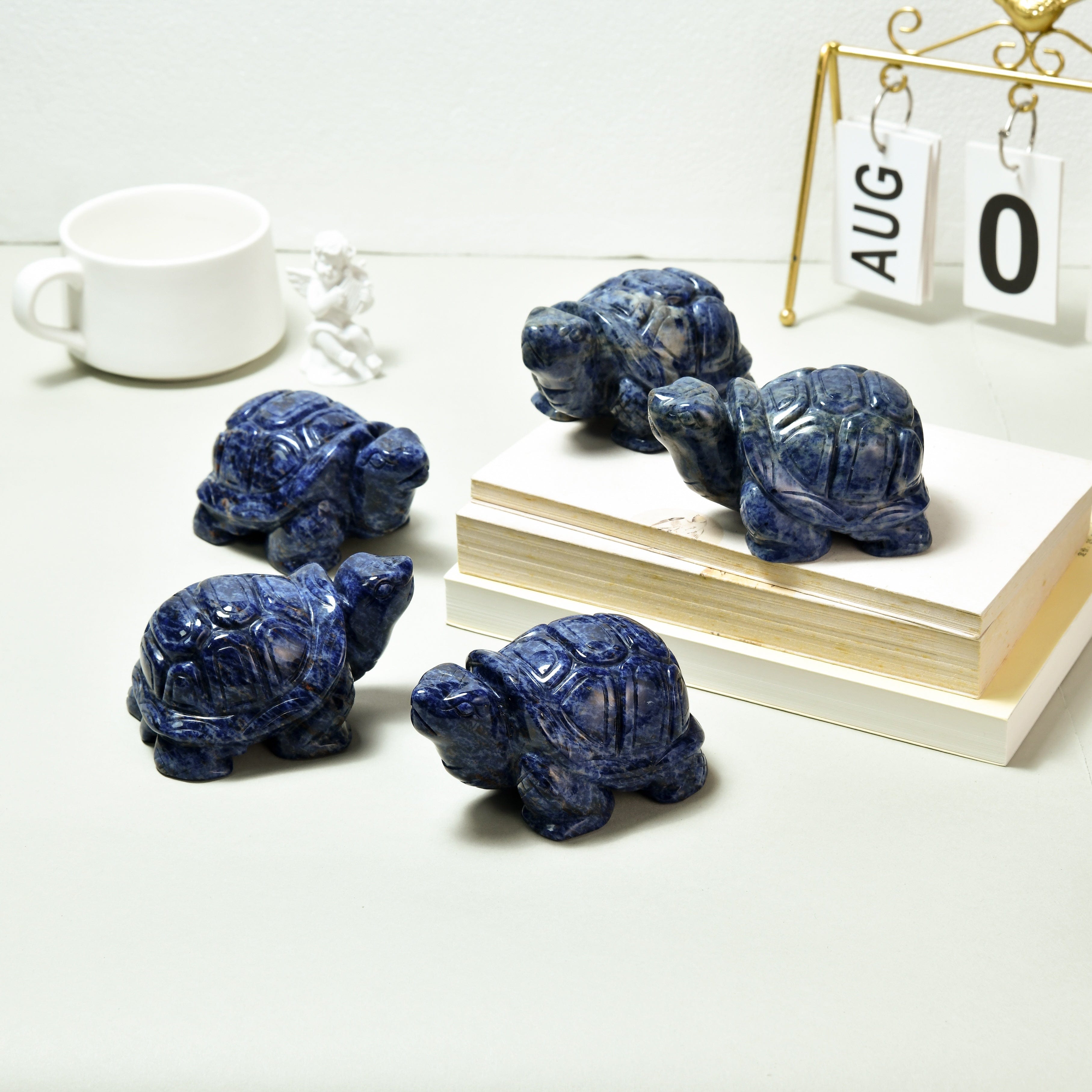 KALIFANO Gemstone Carvings 4" Sodalite Turtle Natural Gemstone Carving CV140-T-SD