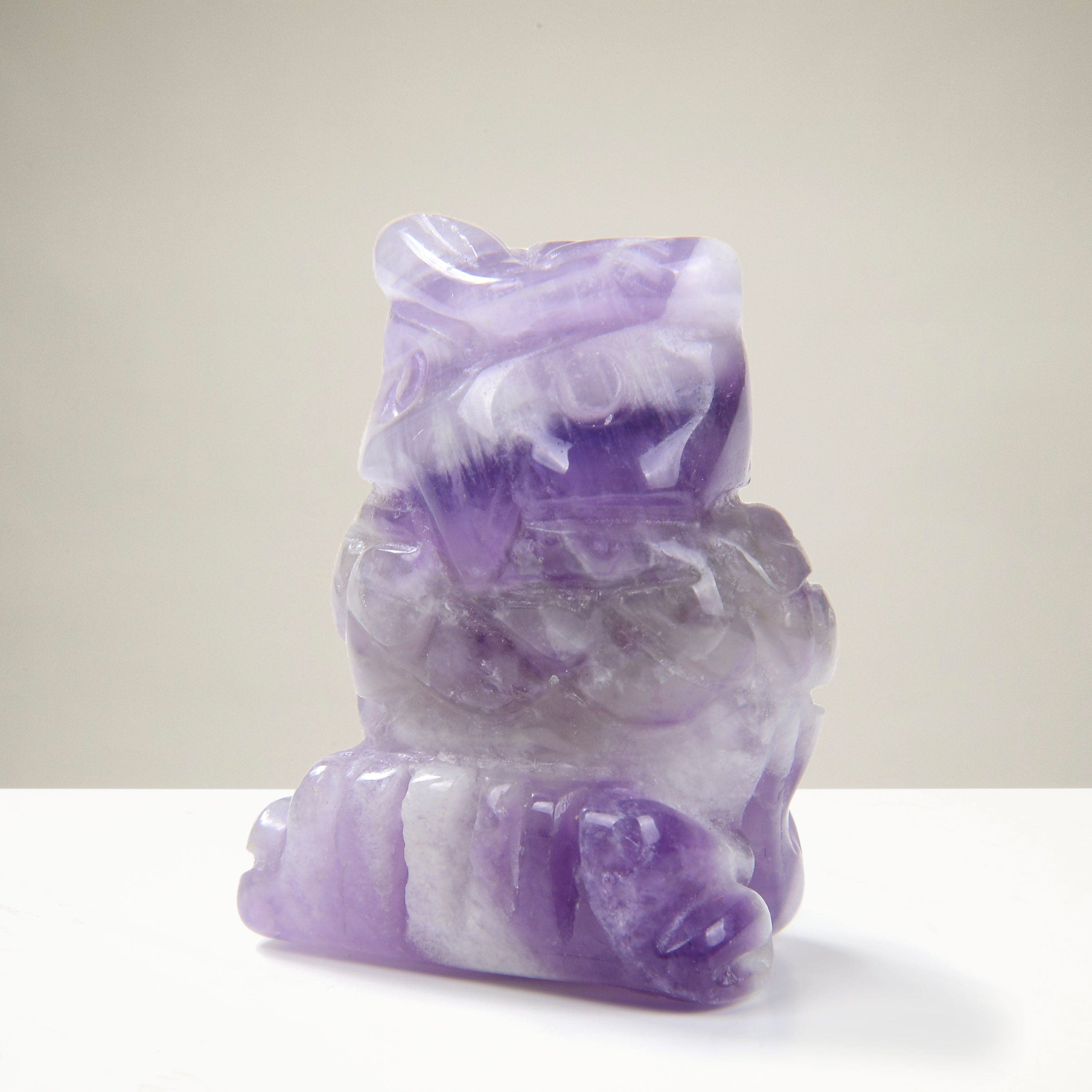 Kalifano Gemstone Carvings Amethyst Owl 1.5" Natural Gemstone Carving CV12-O-AM