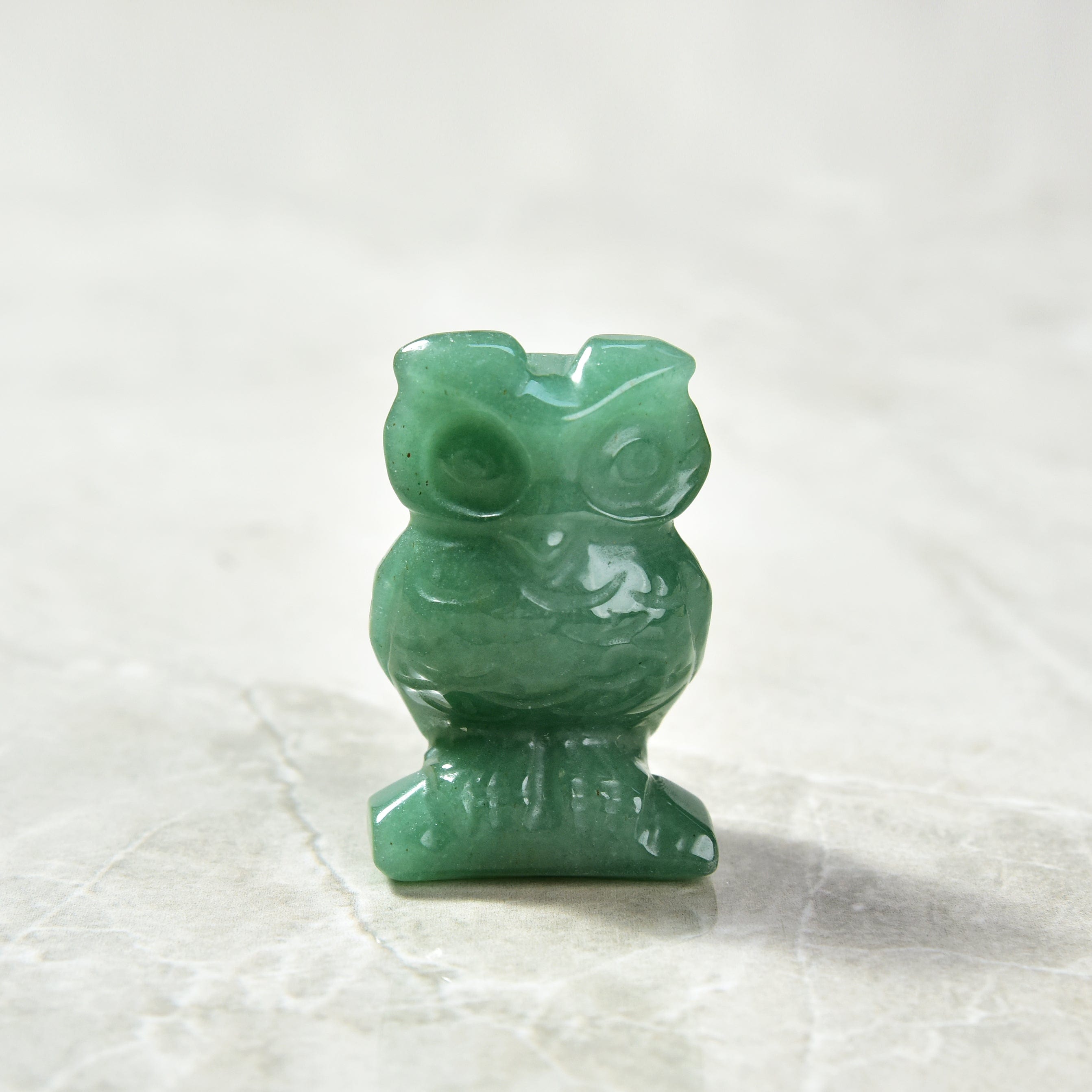 Kalifano Gemstone Carvings Aventurine Owl 2" Gemstone Carving CV28-O-AV