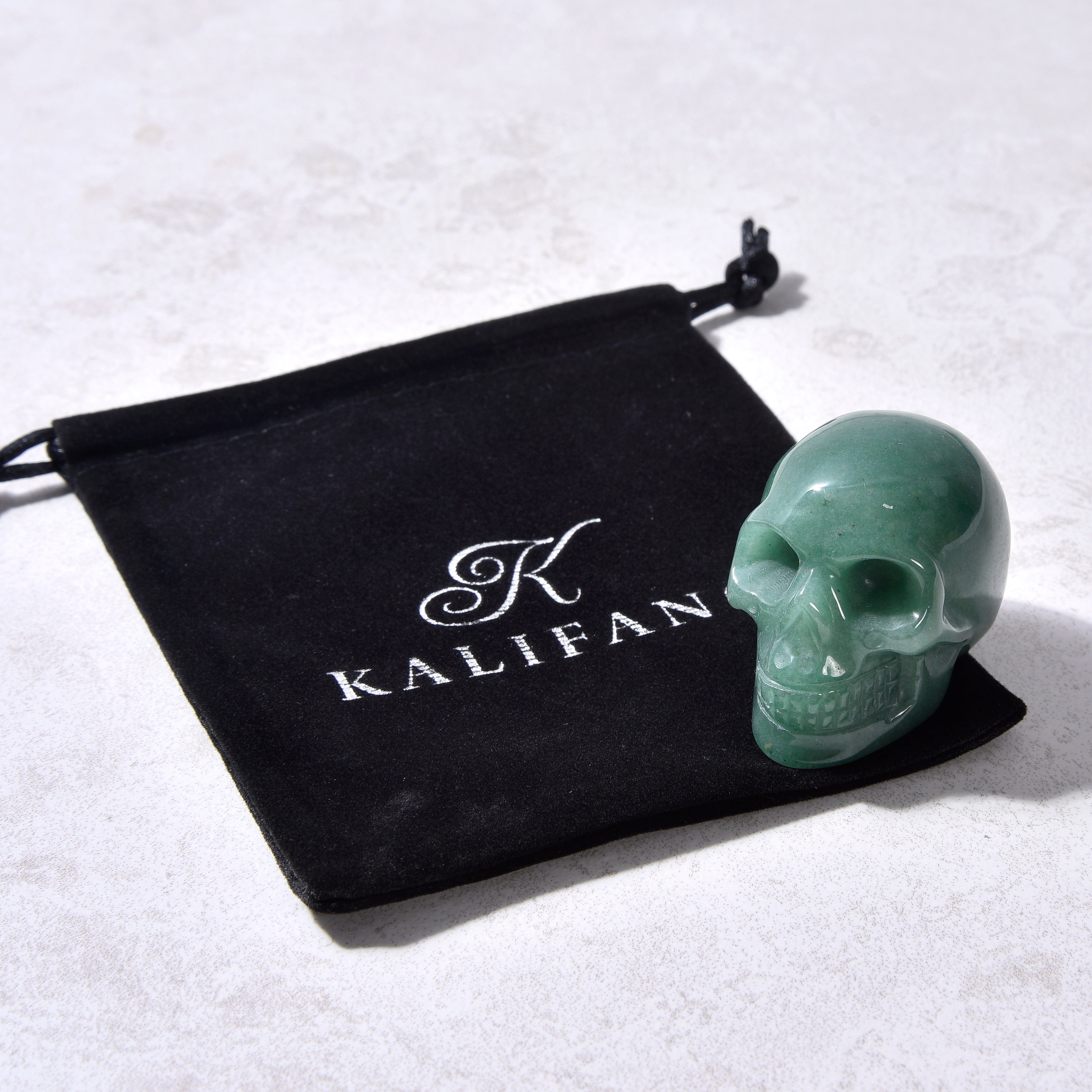 Kalifano Gemstone Carvings Aventurine Skull 2'' Natural Gemstone Carving CV29-SK-AV