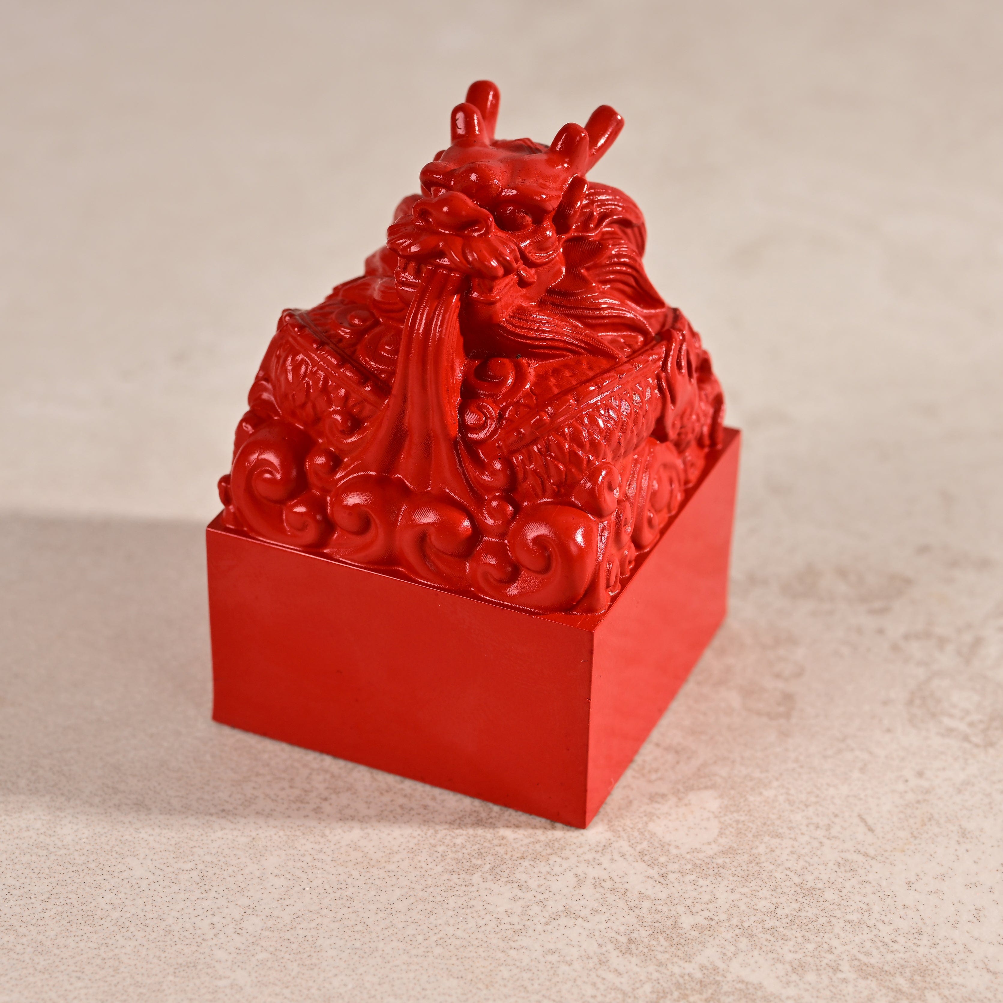 KALIFANO Gemstone Carvings Cinnabar Large Dragon Carving CBAR45