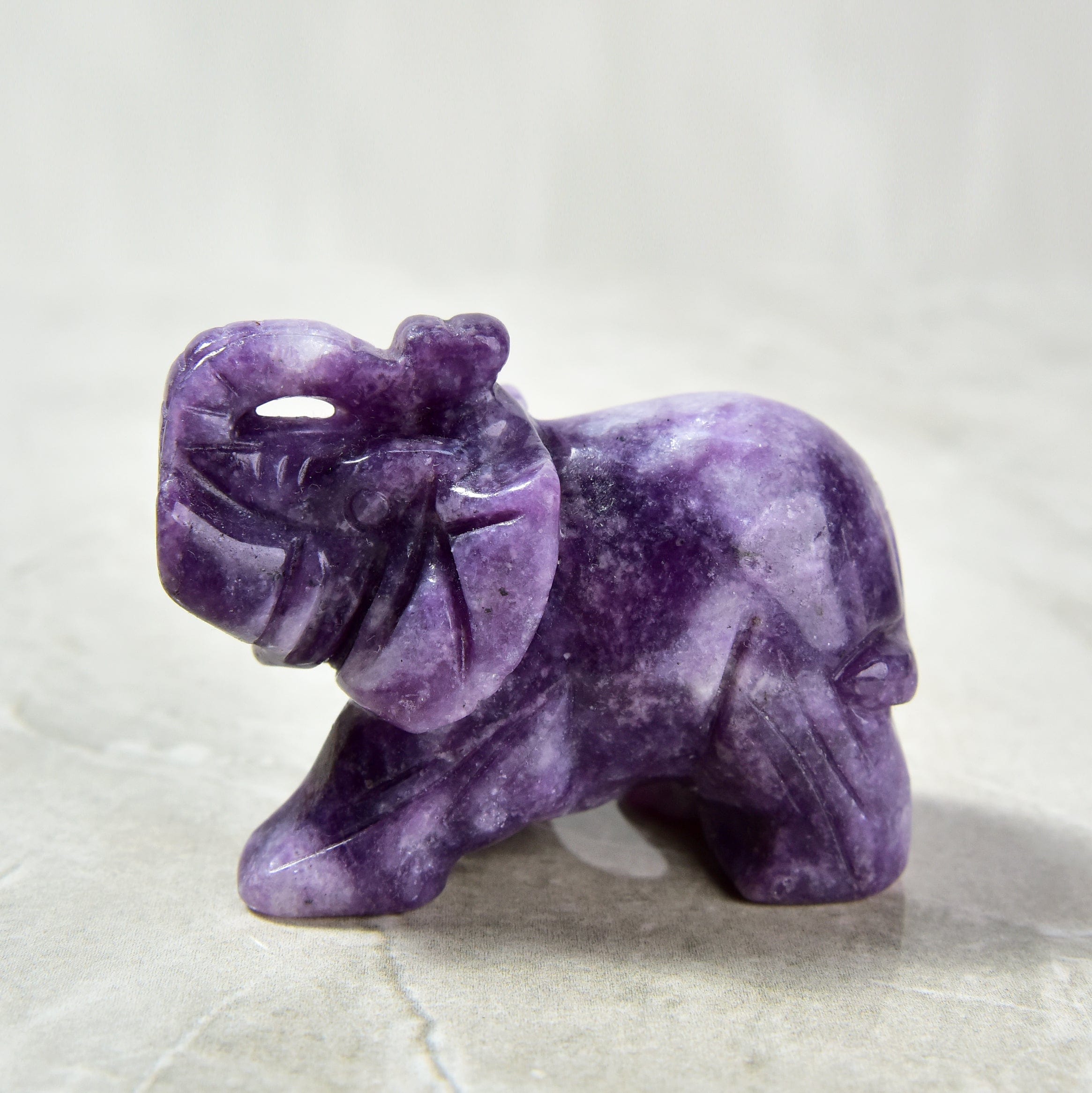 Kalifano Gemstone Carvings Lepidolite Elephant Carving CV25-E-LD