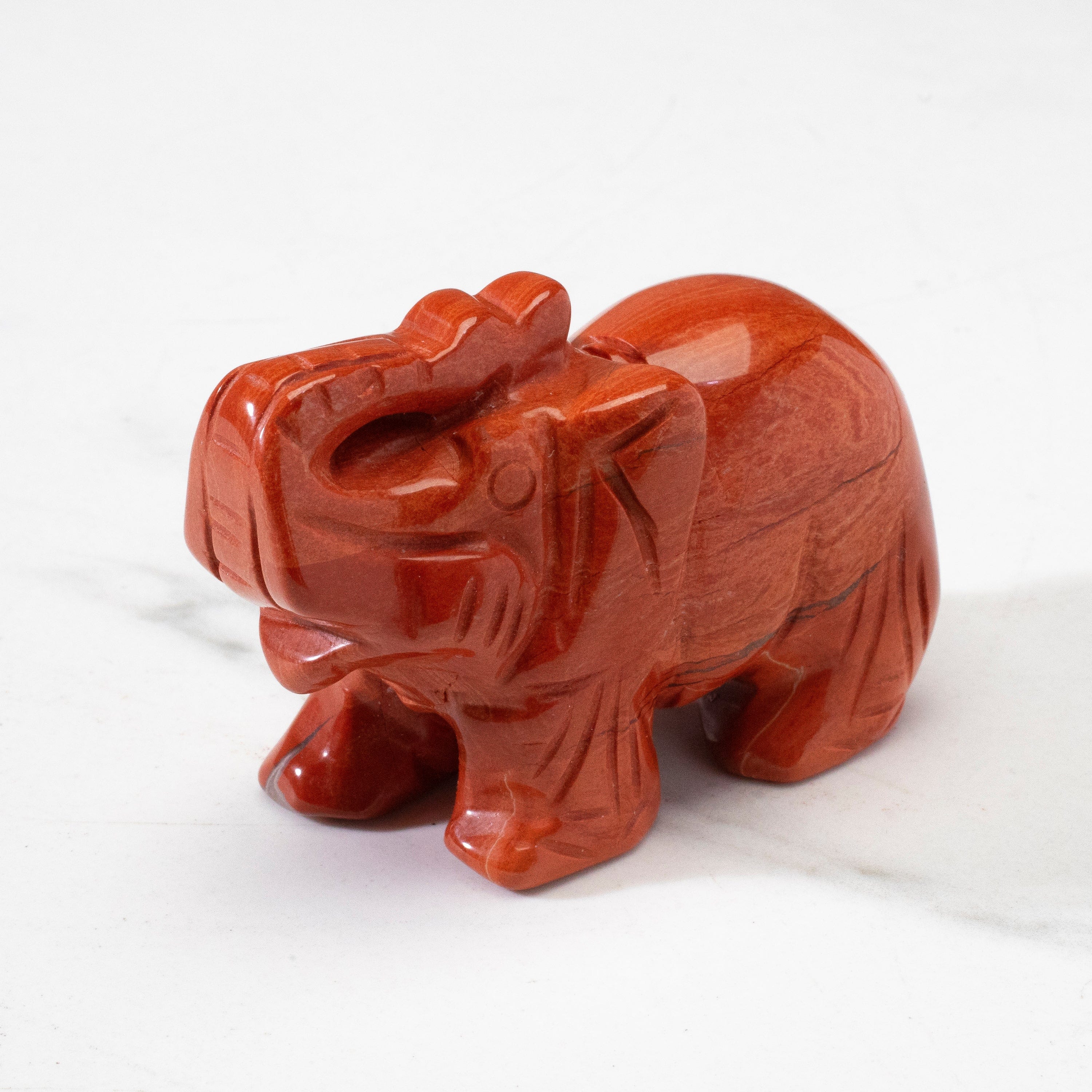 Kalifano Gemstone Carvings Red Jasper Elephant 2.5" Gemstone Carving CV25-E-RJ