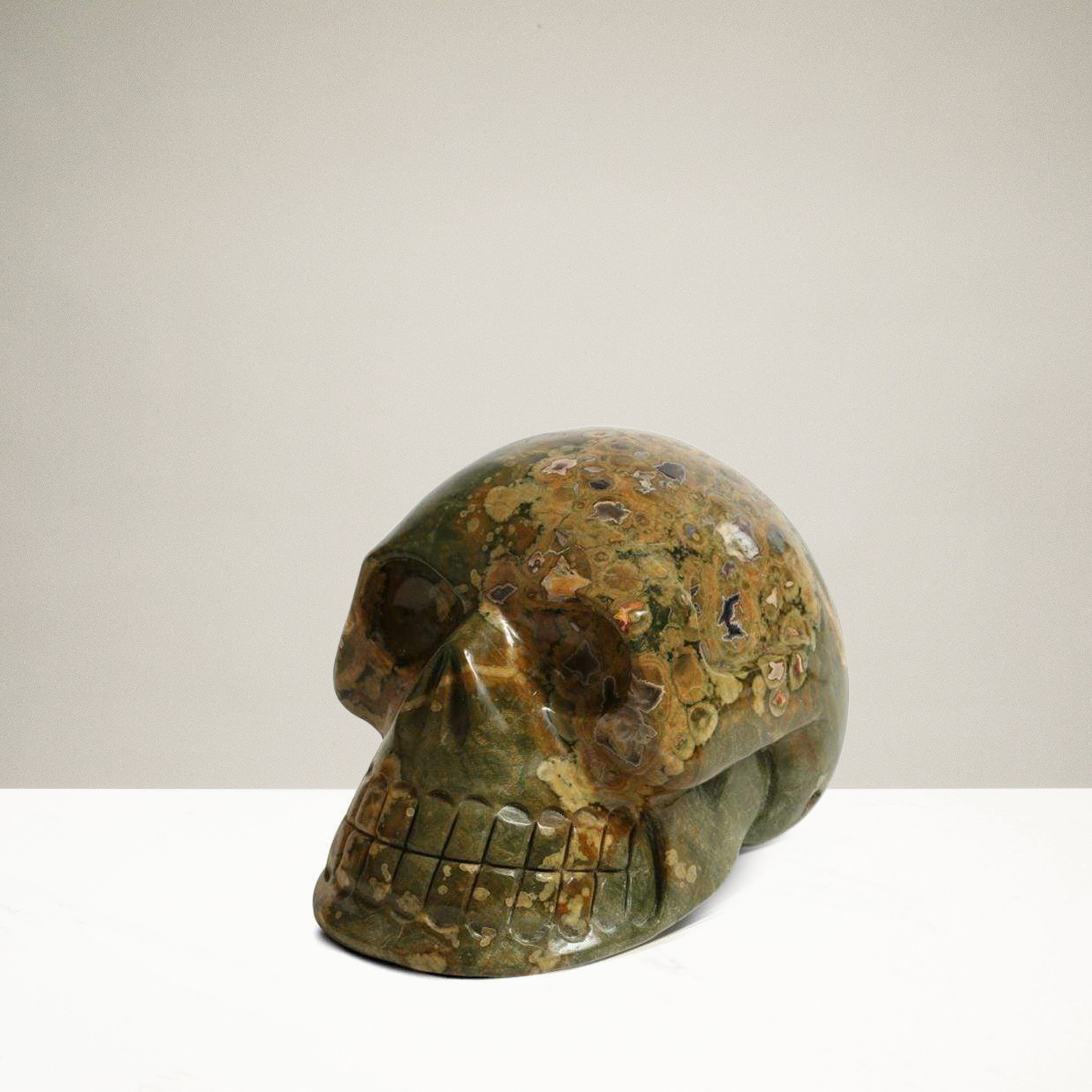 Kalifano Gemstone Carvings SKULL3000.005 - Hand Carved Rain Forest Jasper Skull-Brazil- 4,970 Grams 8" x 6" x 6" SKULL3000.005