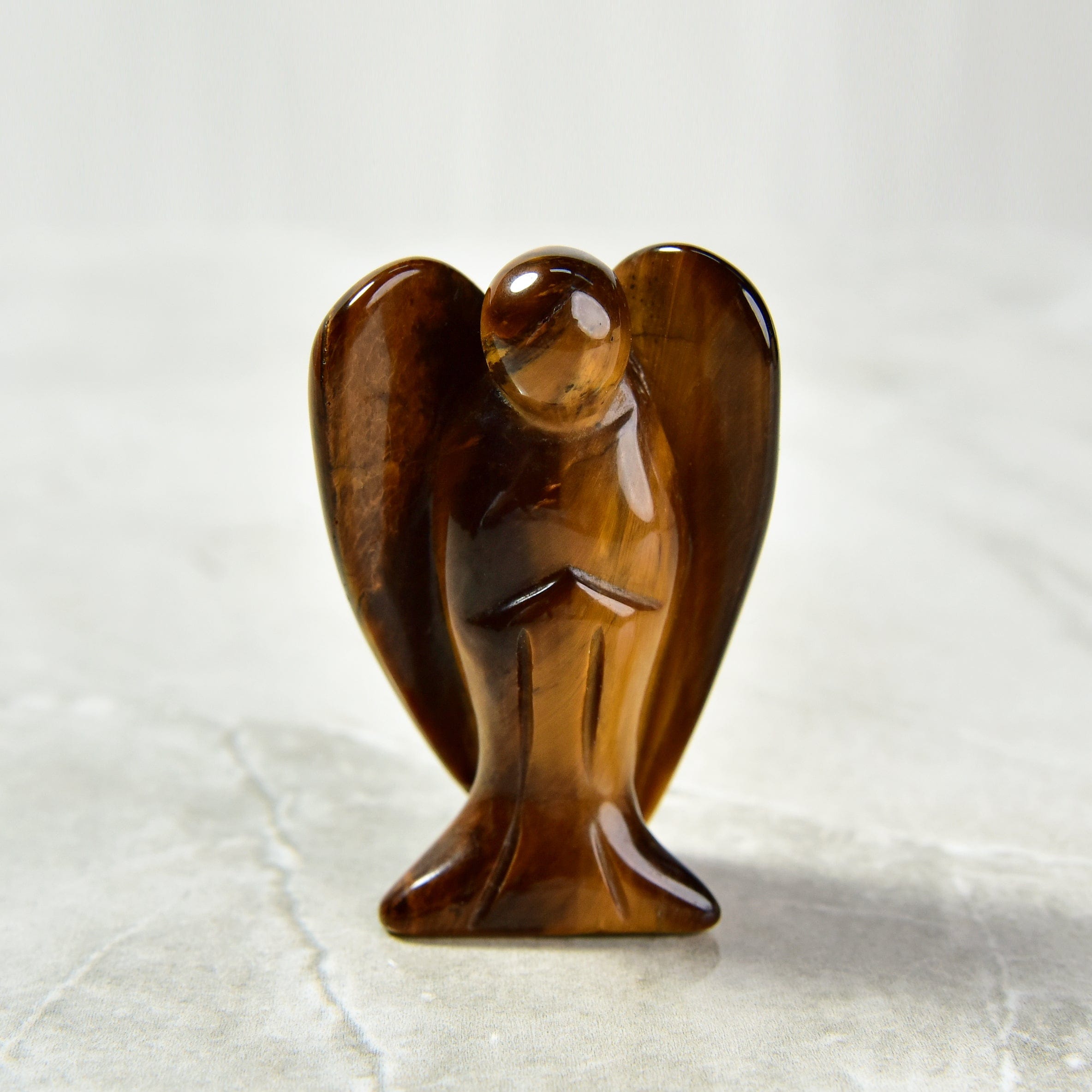 Kalifano Gemstone Carvings Tiger Eye Angel Gemstone Carving CV13-A-TE