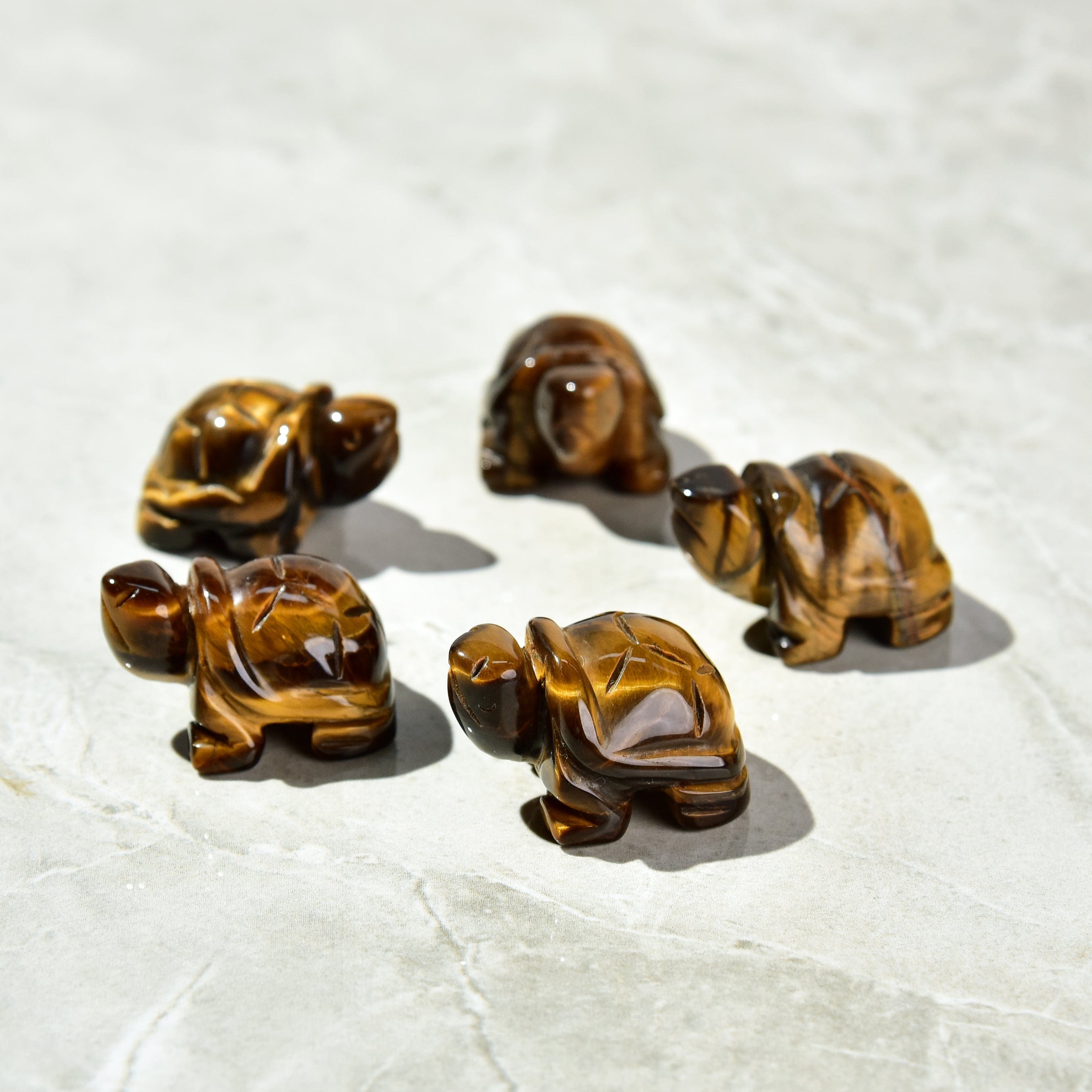 Kalifano Gemstone Carvings Tiger Eye Turtle 1.5" Gemstone Carving CV13-T-TE