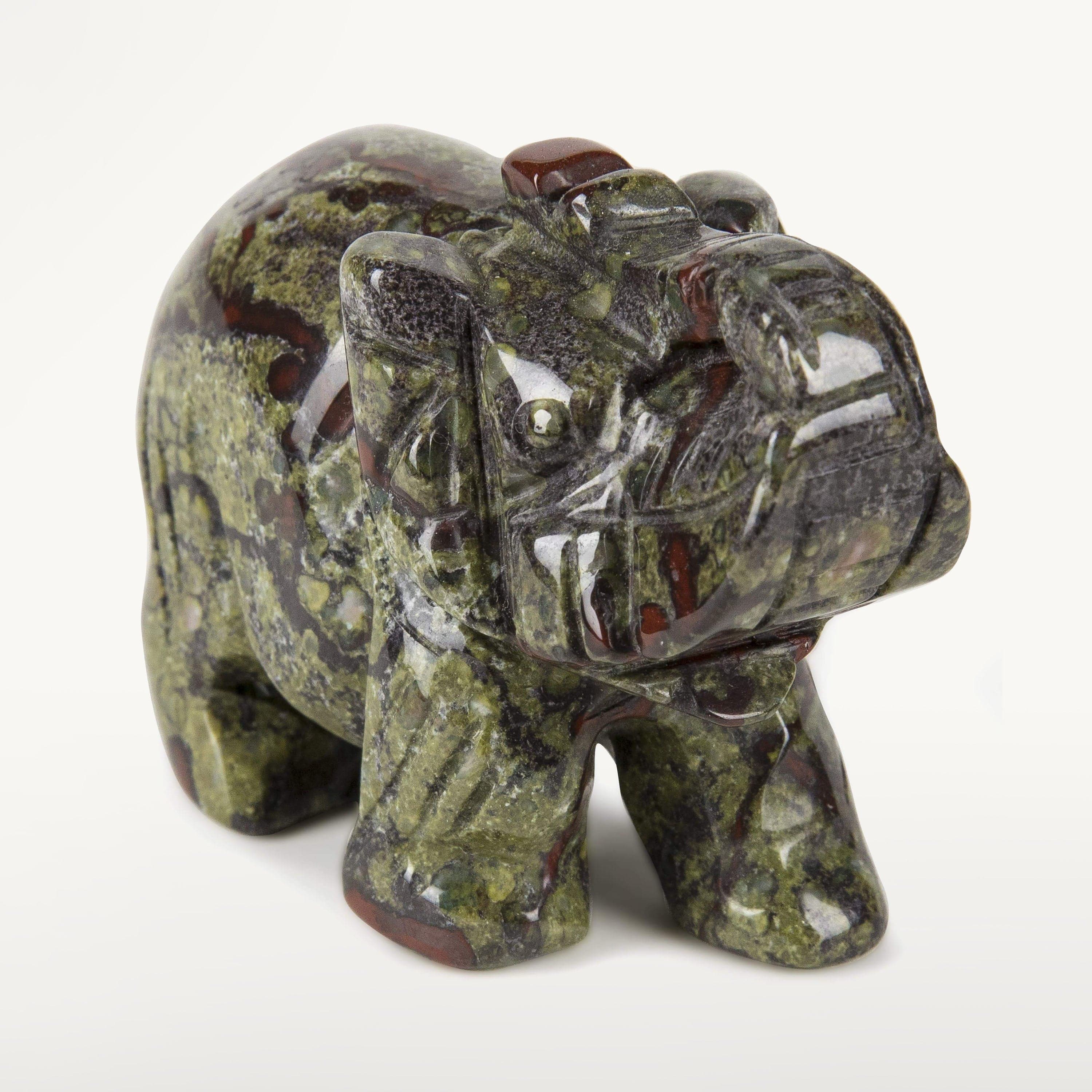 Kalifano Gemstone Carvings Unakite Elephant 3" Gemstone Carving CV35-E-UE