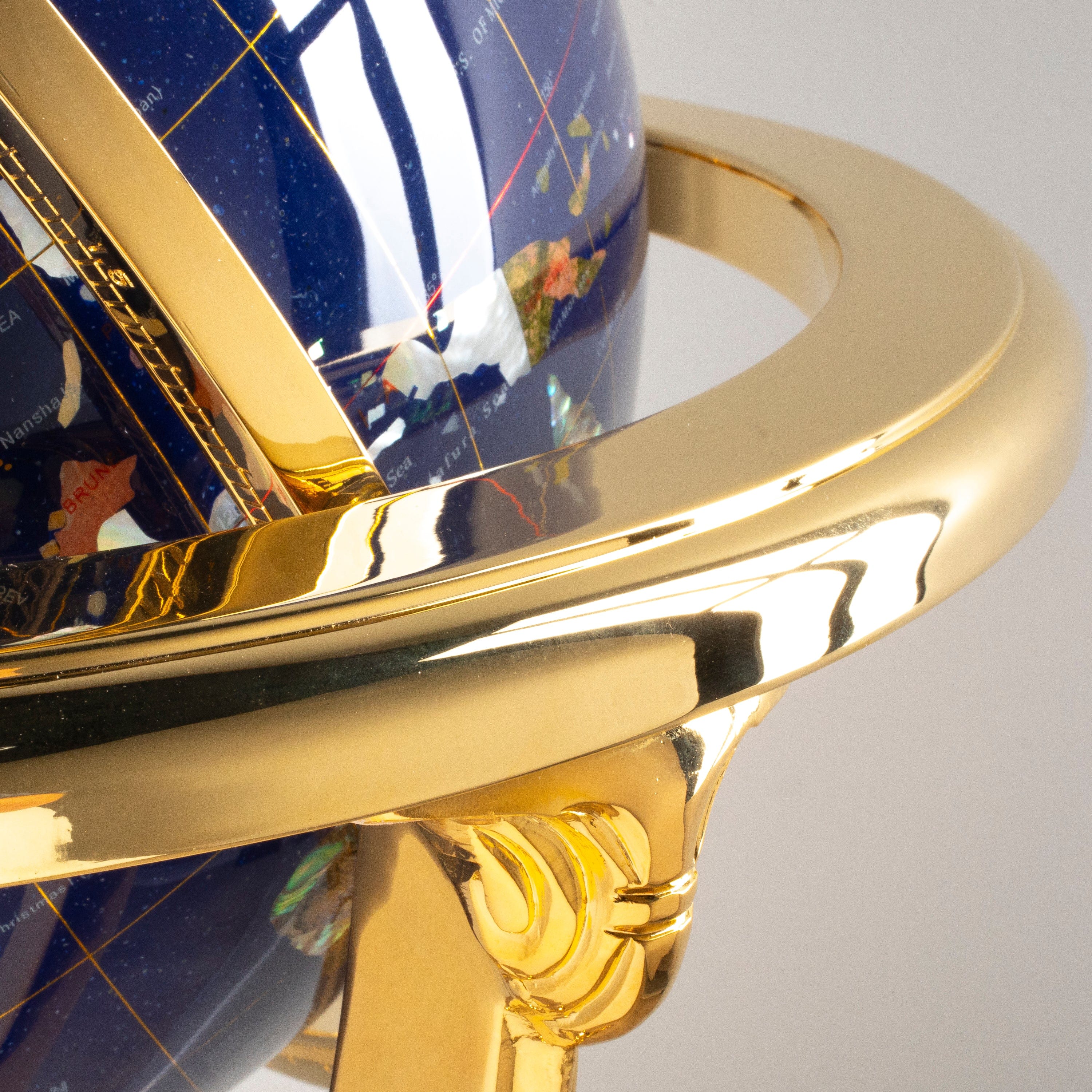 Kalifano Gemstone Globes 49" Tall Gemstone Globe with 13" Lapis Ocean on 24k Gold Plated Navigator 4-Leg Stand GTM330G-LP