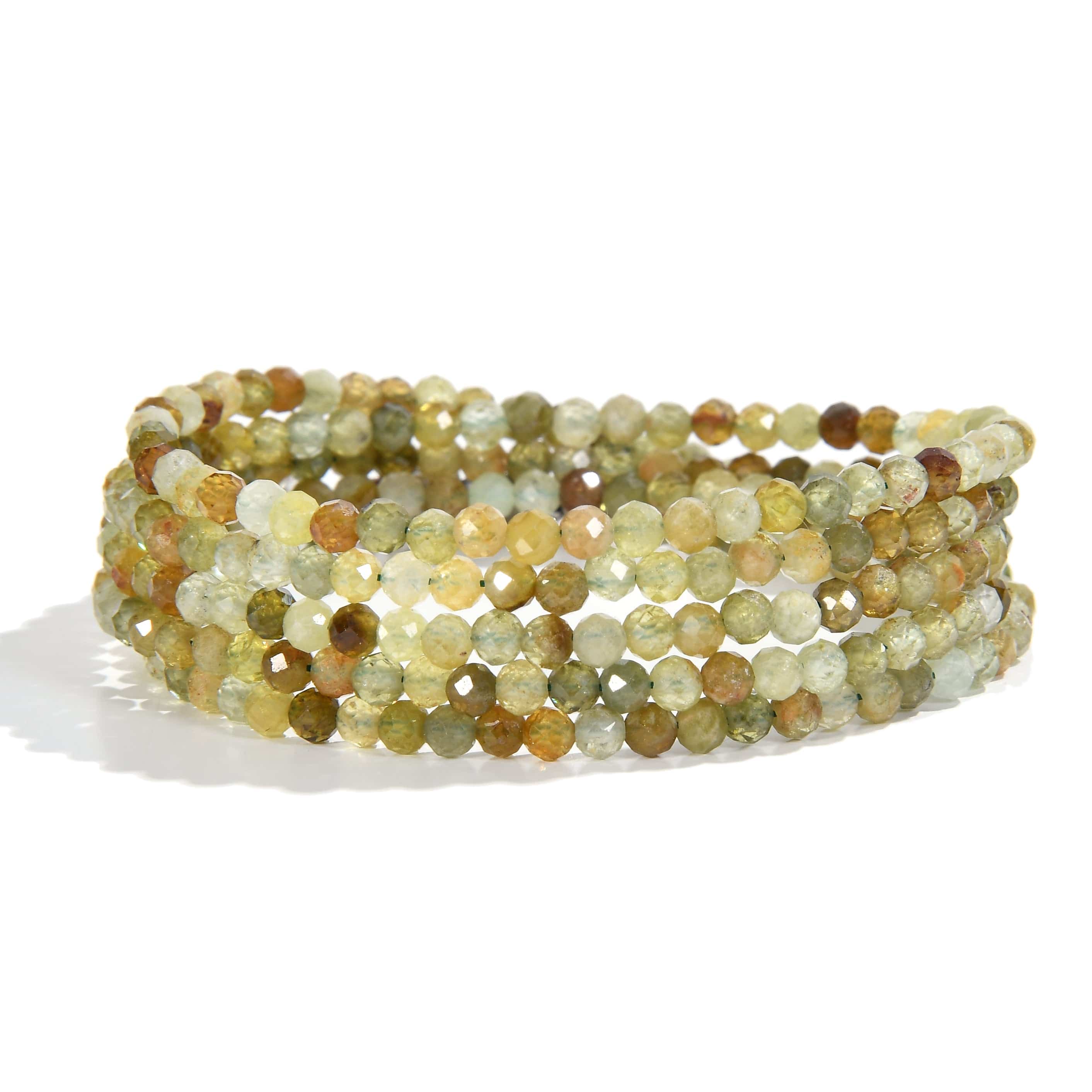 KALIFANO Gemstone Jewelry 3mm Green Garnet Faceted 31" Necklace / Multi Wrap Bracelet N3-79S-GG