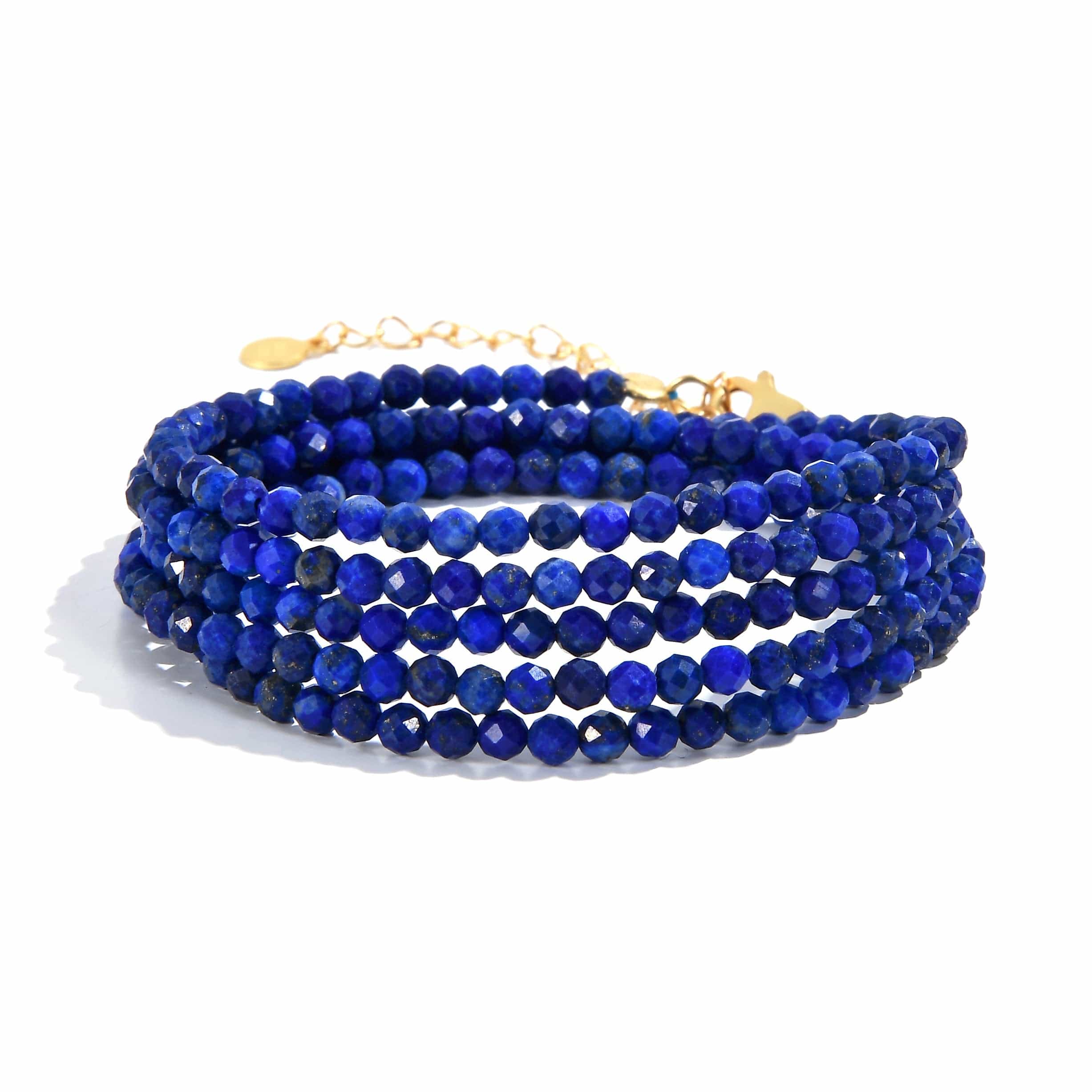 KALIFANO Gemstone Jewelry 3mm Lapis Faceted 31" Necklace / Multi Wrap Bracelet N3-79G-LP