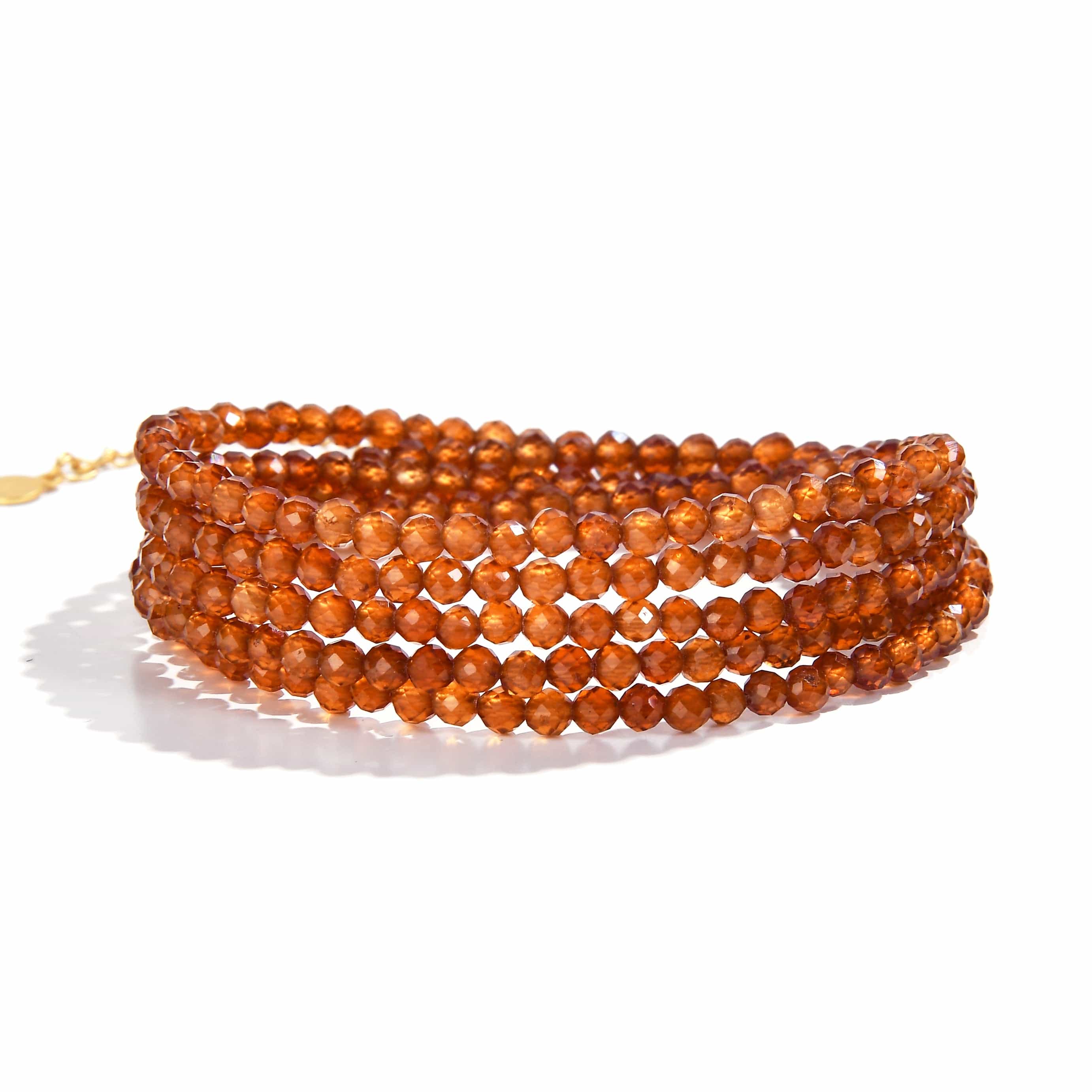 KALIFANO Gemstone Jewelry 3mm Orange Garnet Faceted 31" Necklace / Multi Wrap Bracelet N3-79G-OG