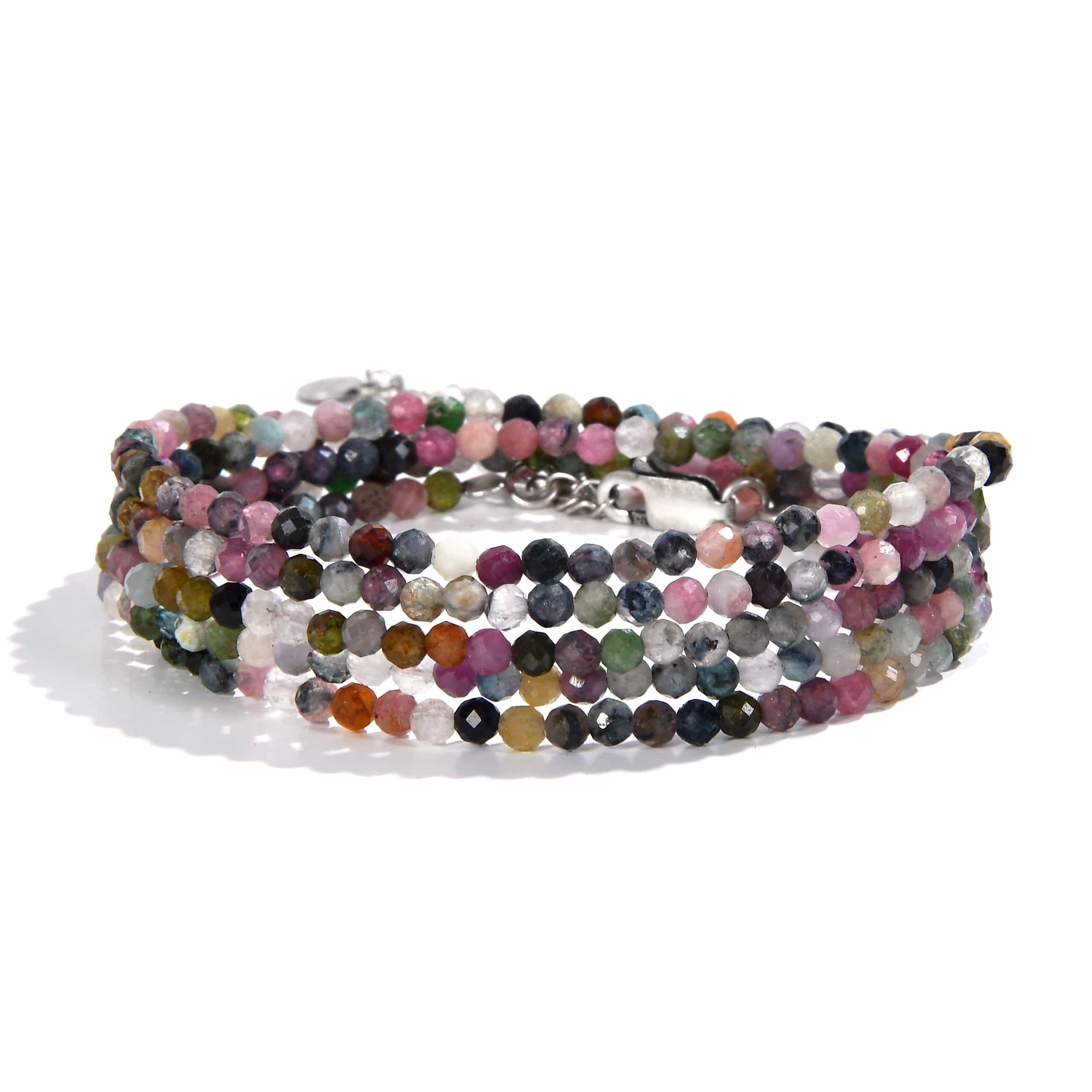 KALIFANO Gemstone Jewelry 3mm Tourmaline Faceted 31" Necklace / Multi Wrap Bracelet N3-79S-TR