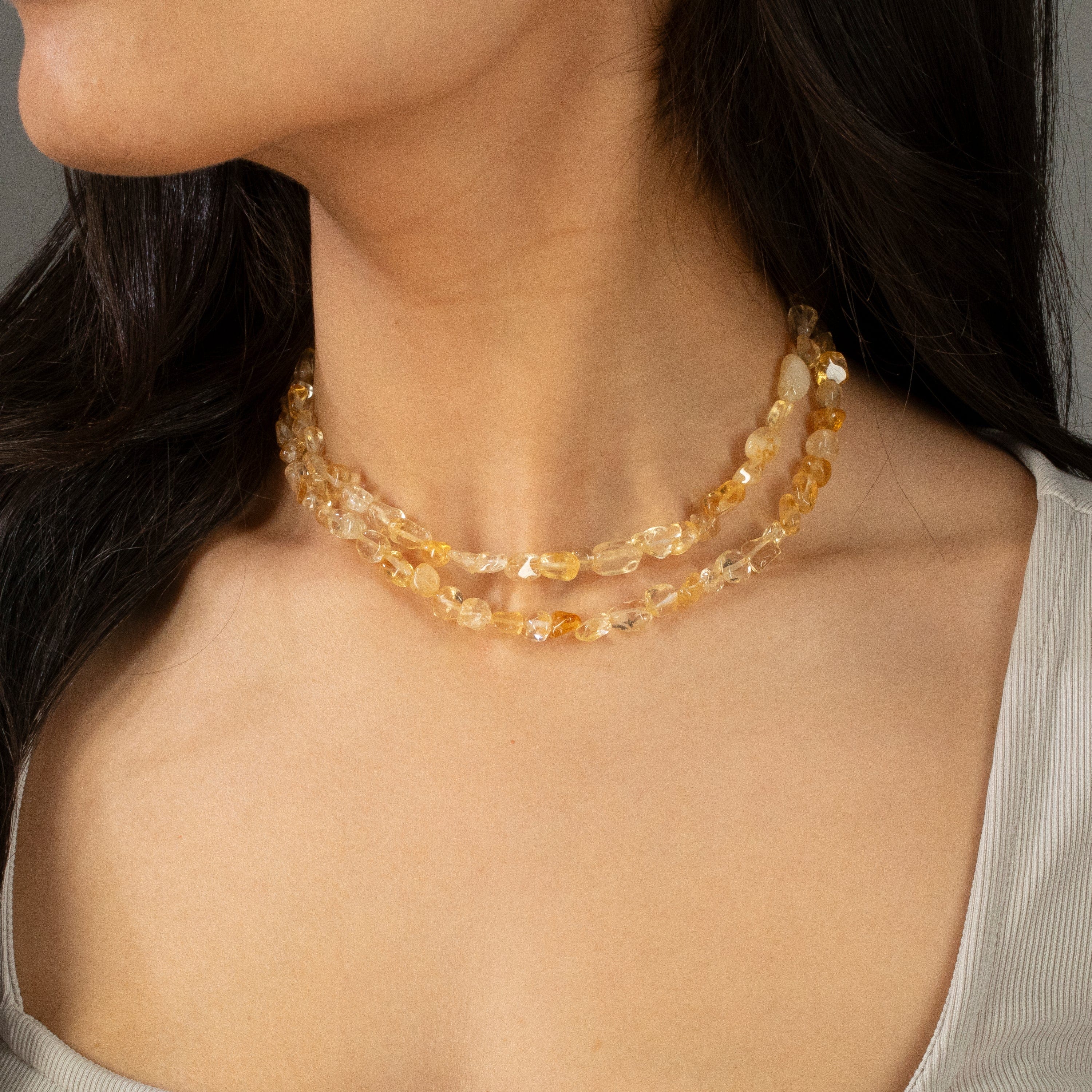 KALIFANO Gemstone Jewelry 8mm Citrine 30" Necklace / Multi wrap Bracelet N77-CT