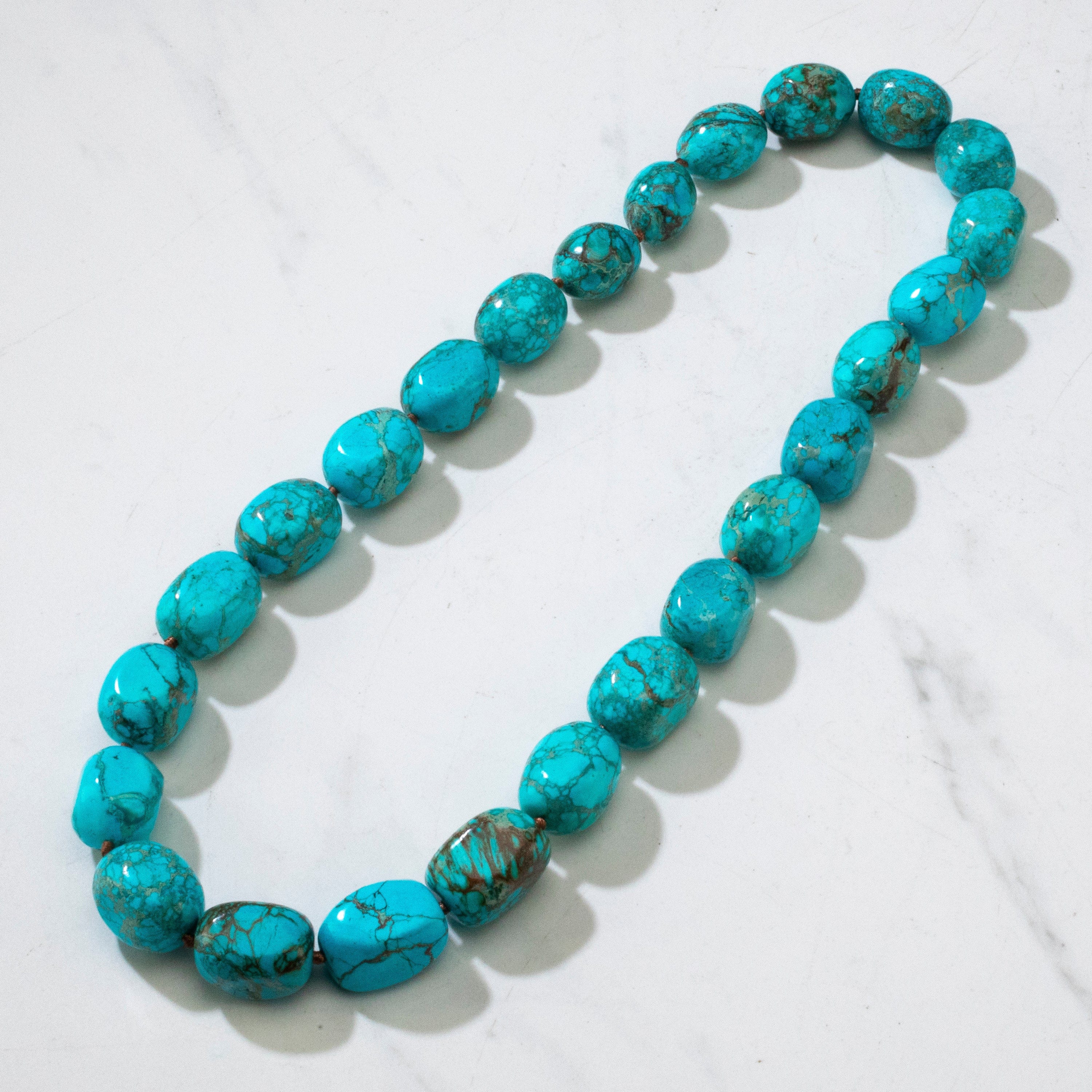 KALIFANO Gemstone Jewelry King Howlite Turquoise 25 mm Beads 28 in Necklace KTN-71