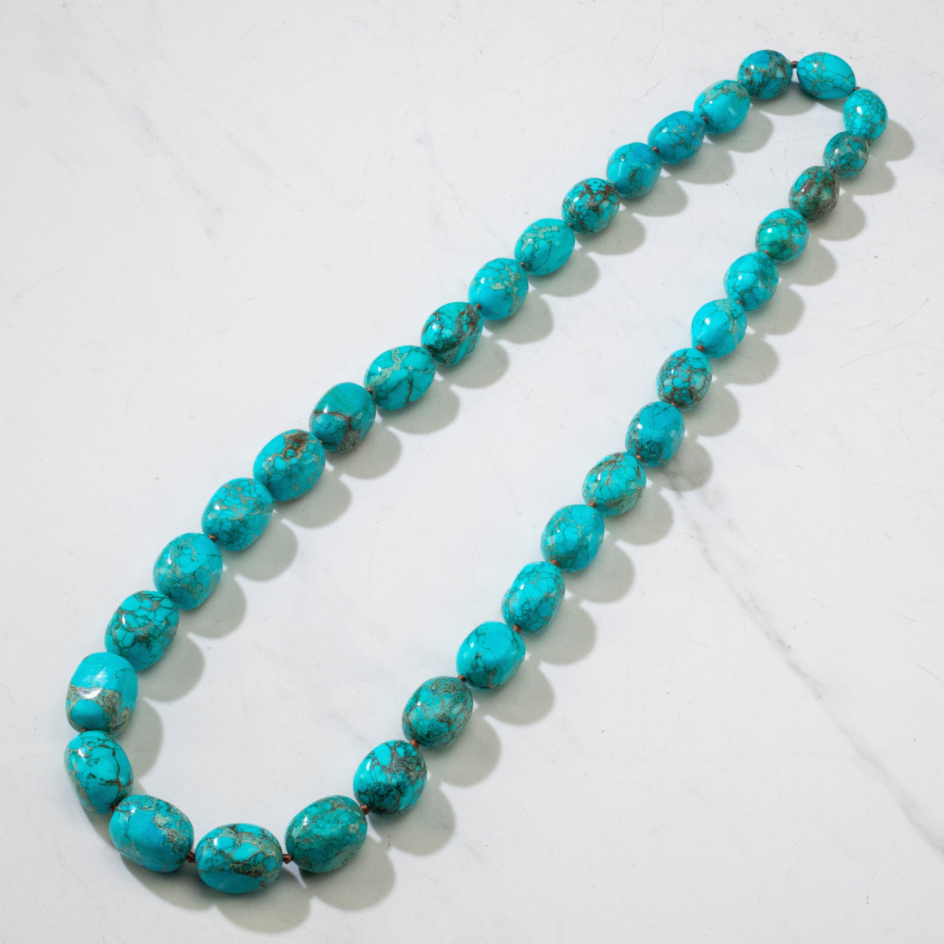 KALIFANO Gemstone Jewelry King Howlite Turquoise 25 mm Beads 37 in Necklace KTN-94