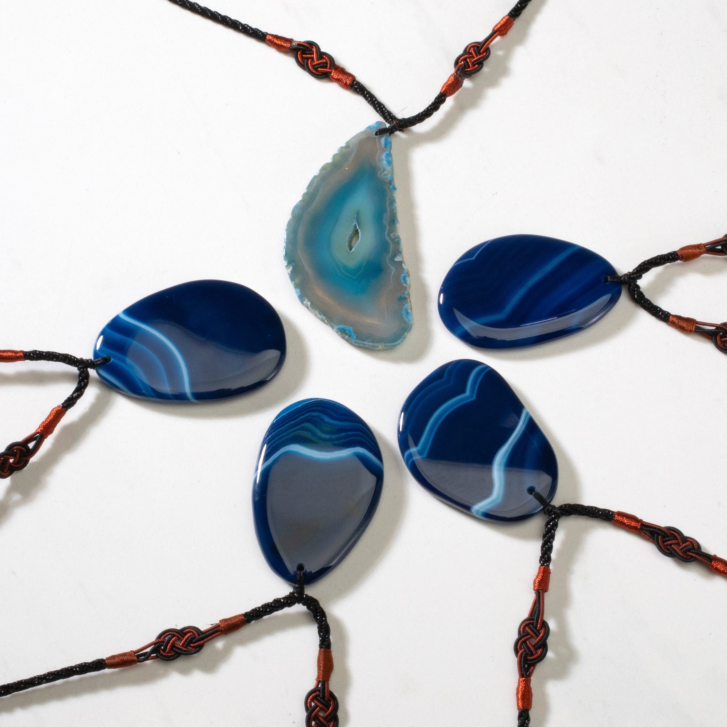 KALIFANO Gemstone Necklaces Blue Agate Geode Slice Necklace BLUE-BAS-BE