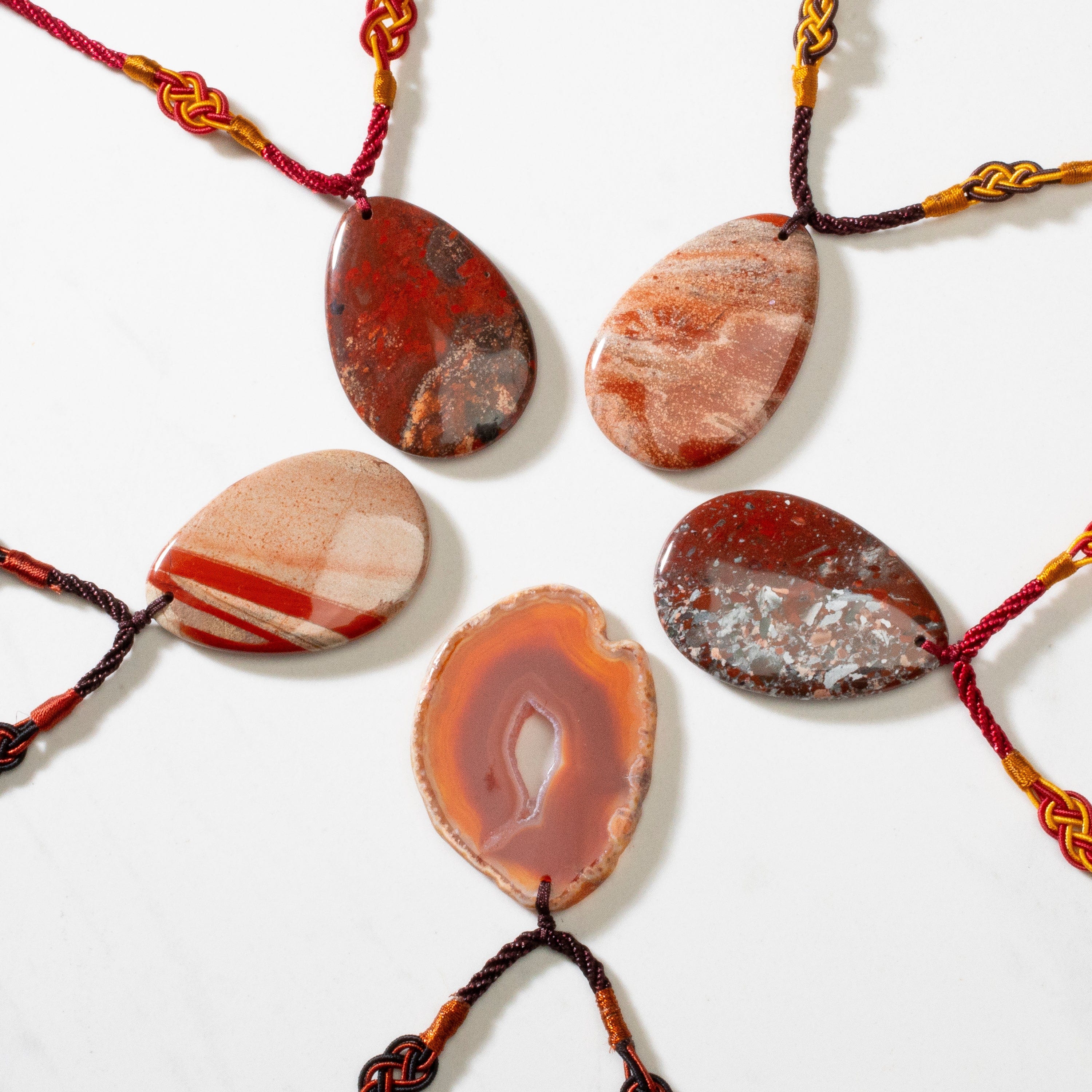 KALIFANO Gemstone Necklaces Carnelian or Red Jasper Slice Necklace BLUE-BAS-CR