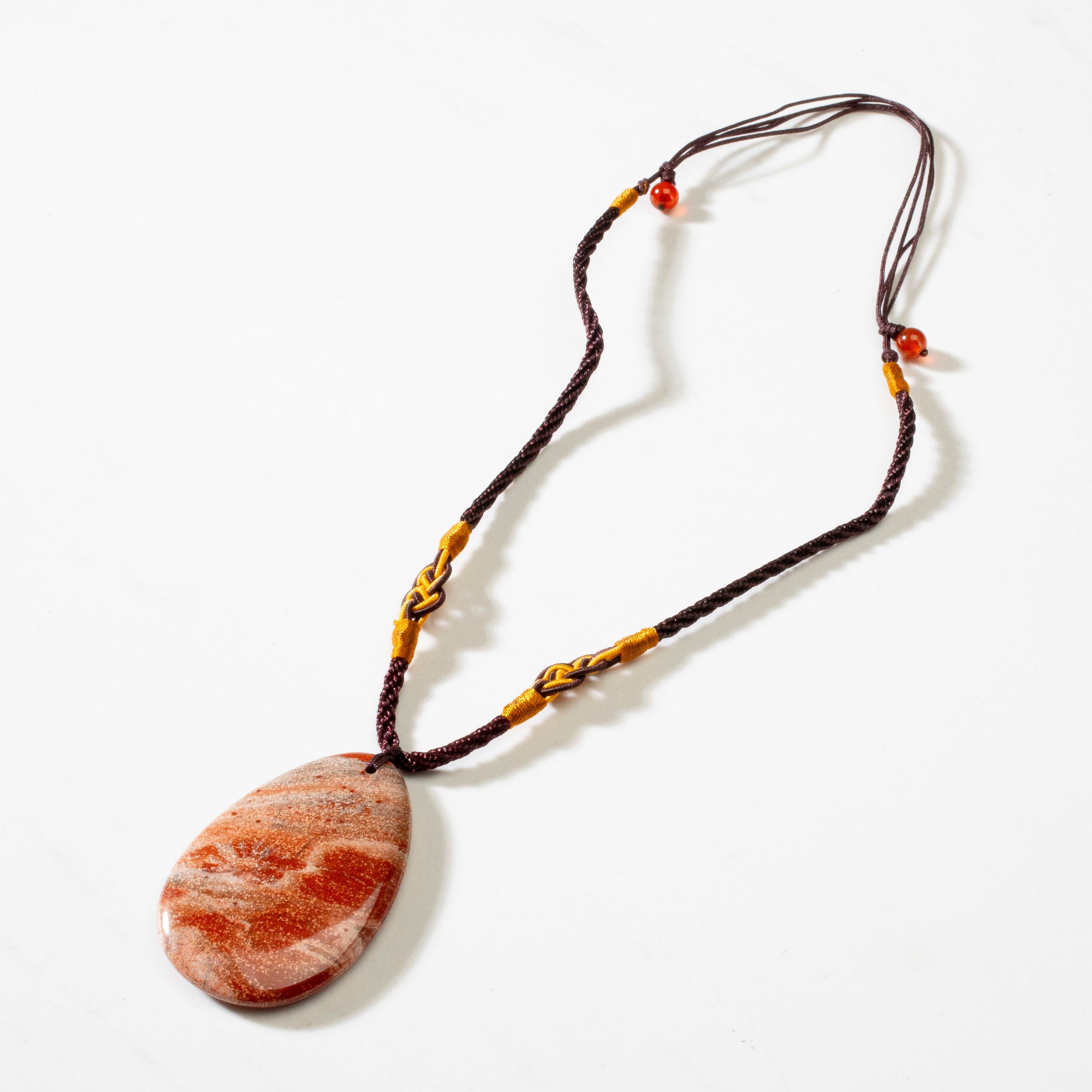 KALIFANO Gemstone Necklaces Carnelian or Red Jasper Slice Necklace BLUE-BAS-CR