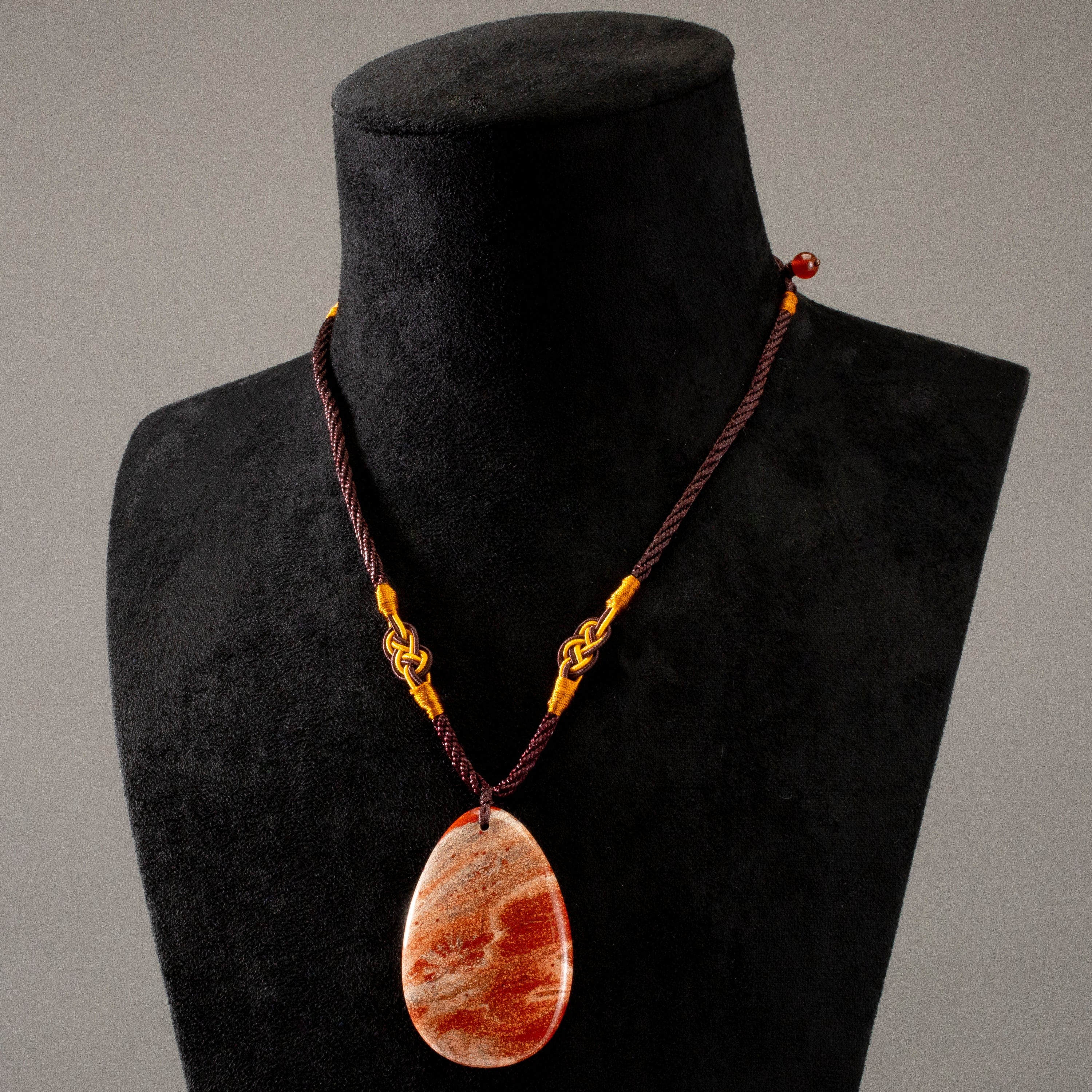 KALIFANO Gemstone Necklaces Carnelian or Red Jasper Slice Necklace BLUE-BAS-CR