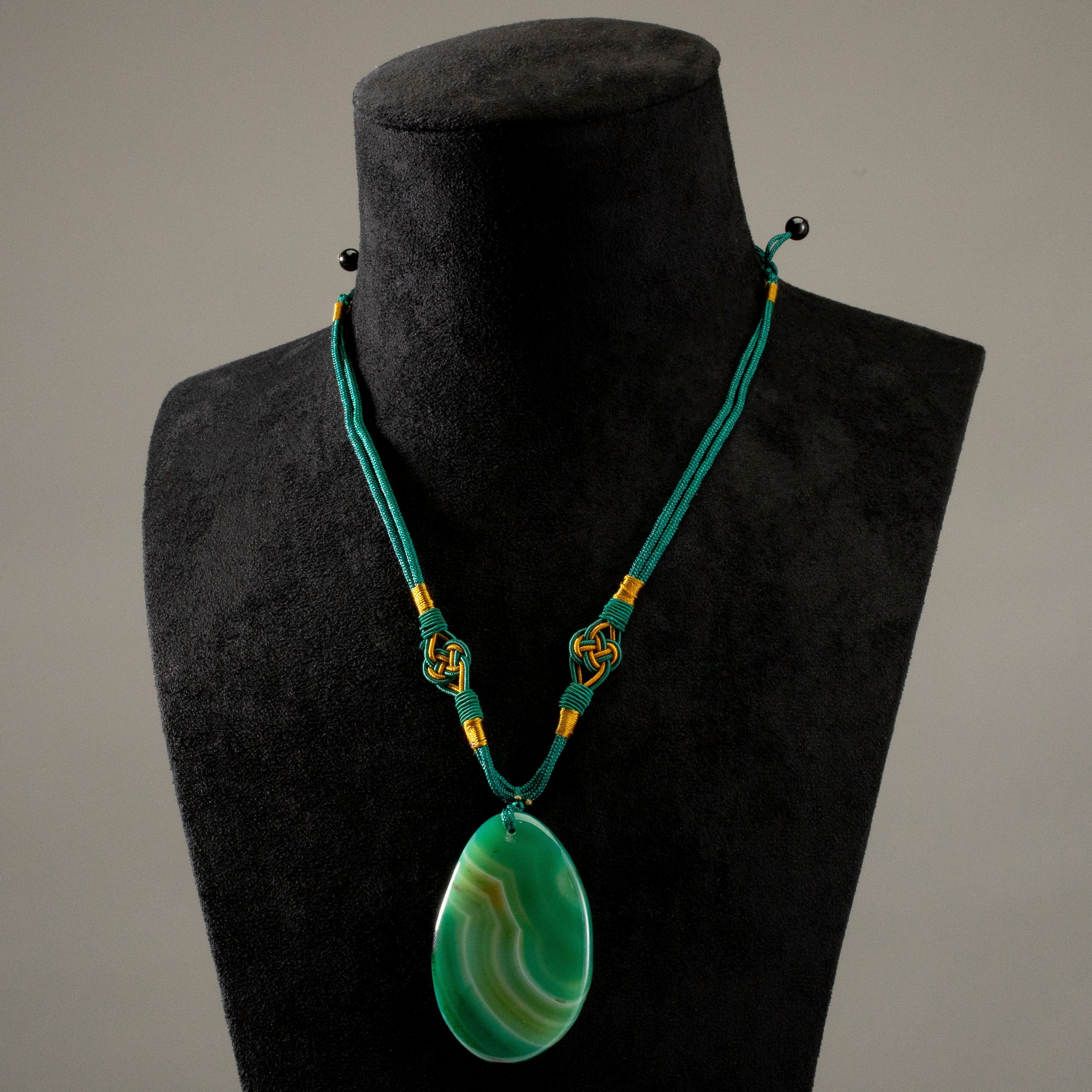 KALIFANO Gemstone Necklaces Green Agate Geode Slice Necklace BLUE-BAS-GN