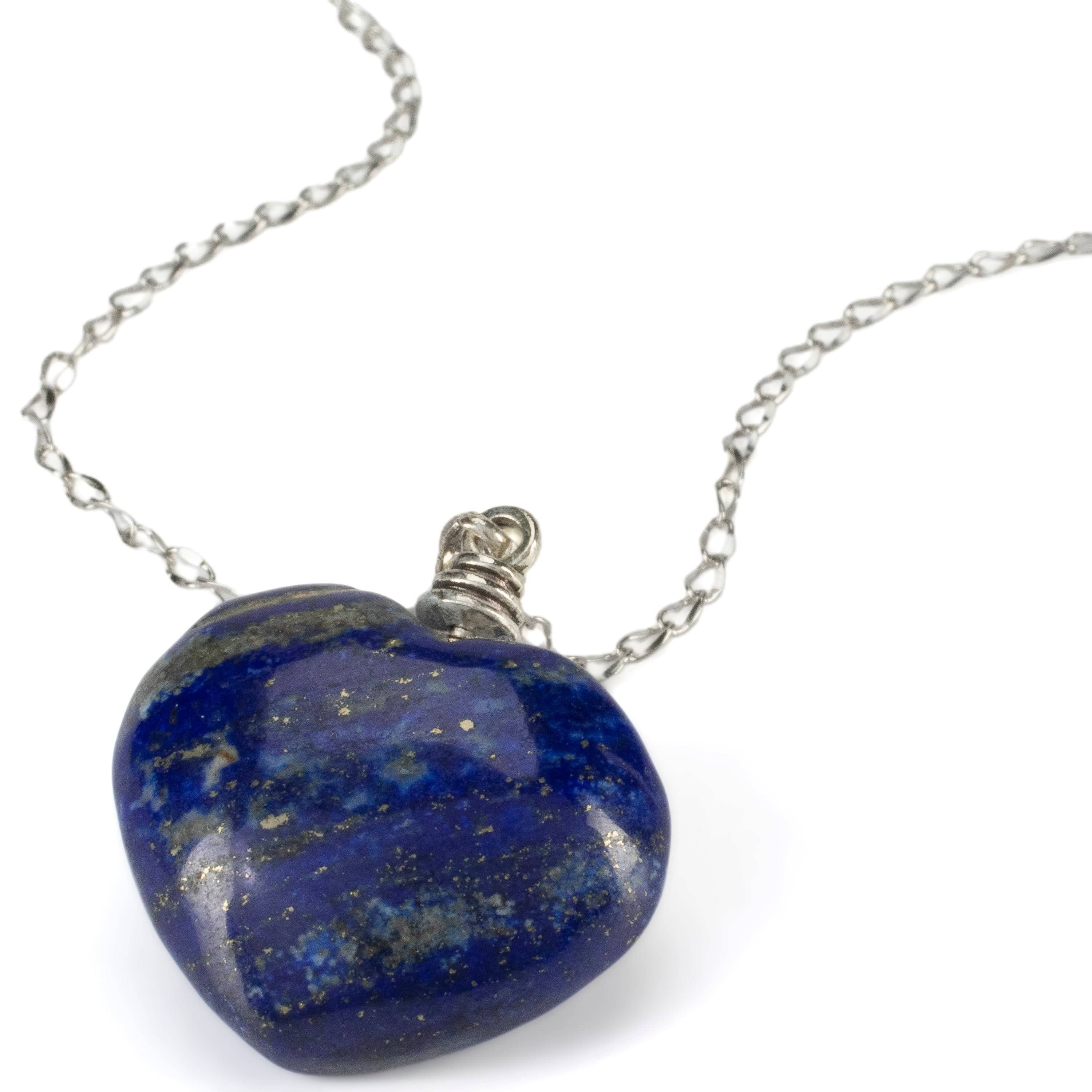 Kalifano Gemstone Necklaces Natural Lapis Heart Pendant on Chain LPN120