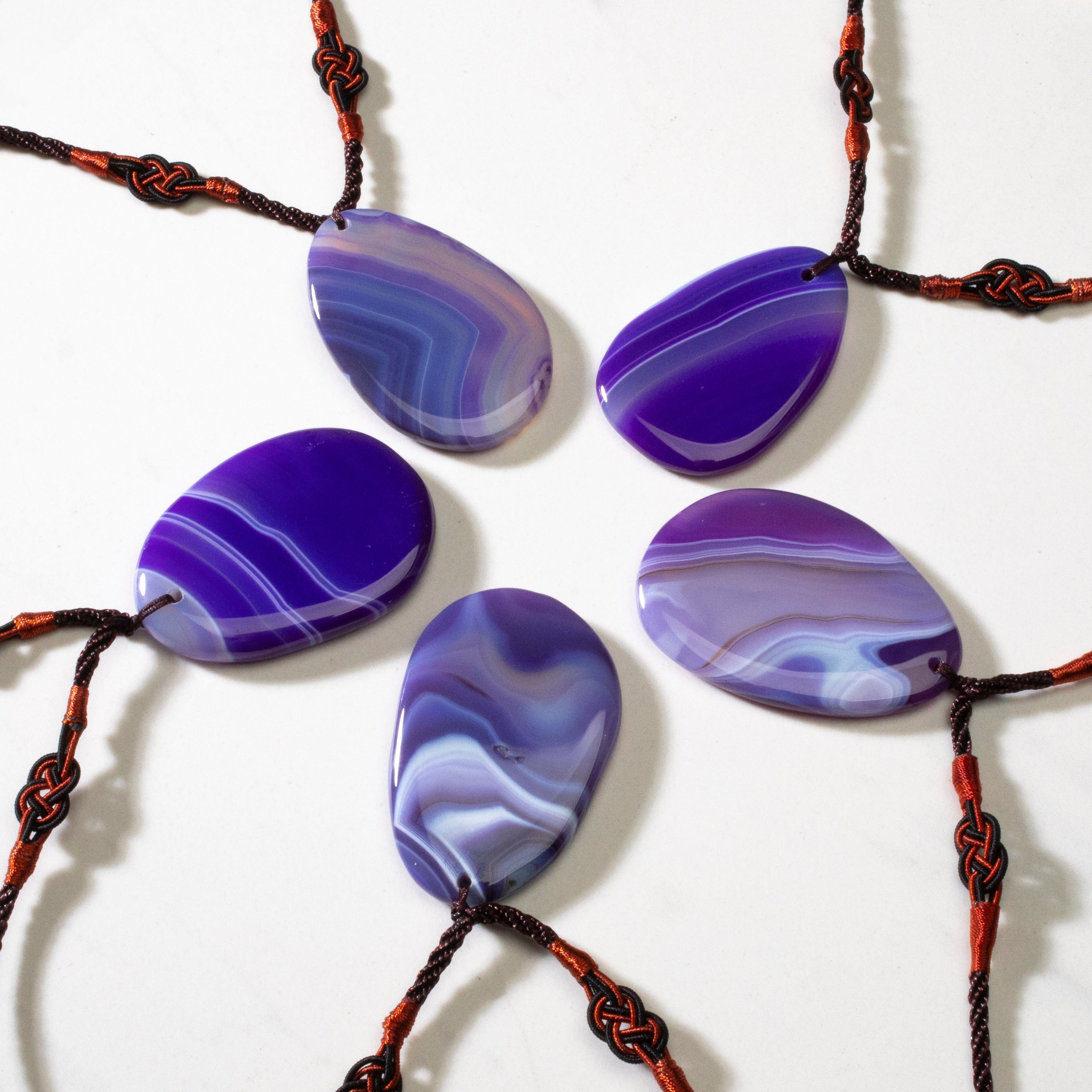 KALIFANO Gemstone Necklaces Purple Agate Geode Slice Necklace BLUE-BAS-PP