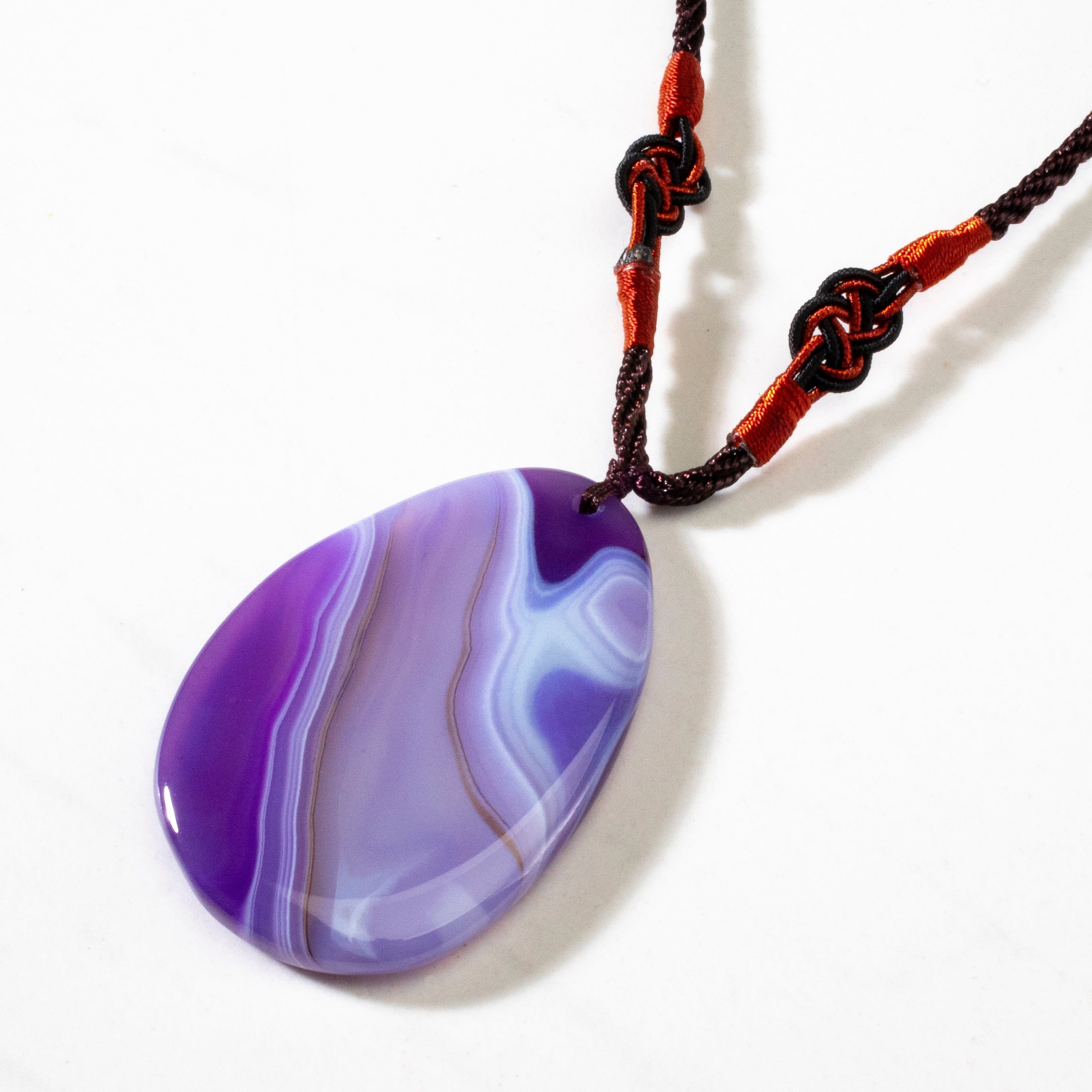 KALIFANO Gemstone Necklaces Purple Agate Geode Slice Necklace BLUE-BAS-PP