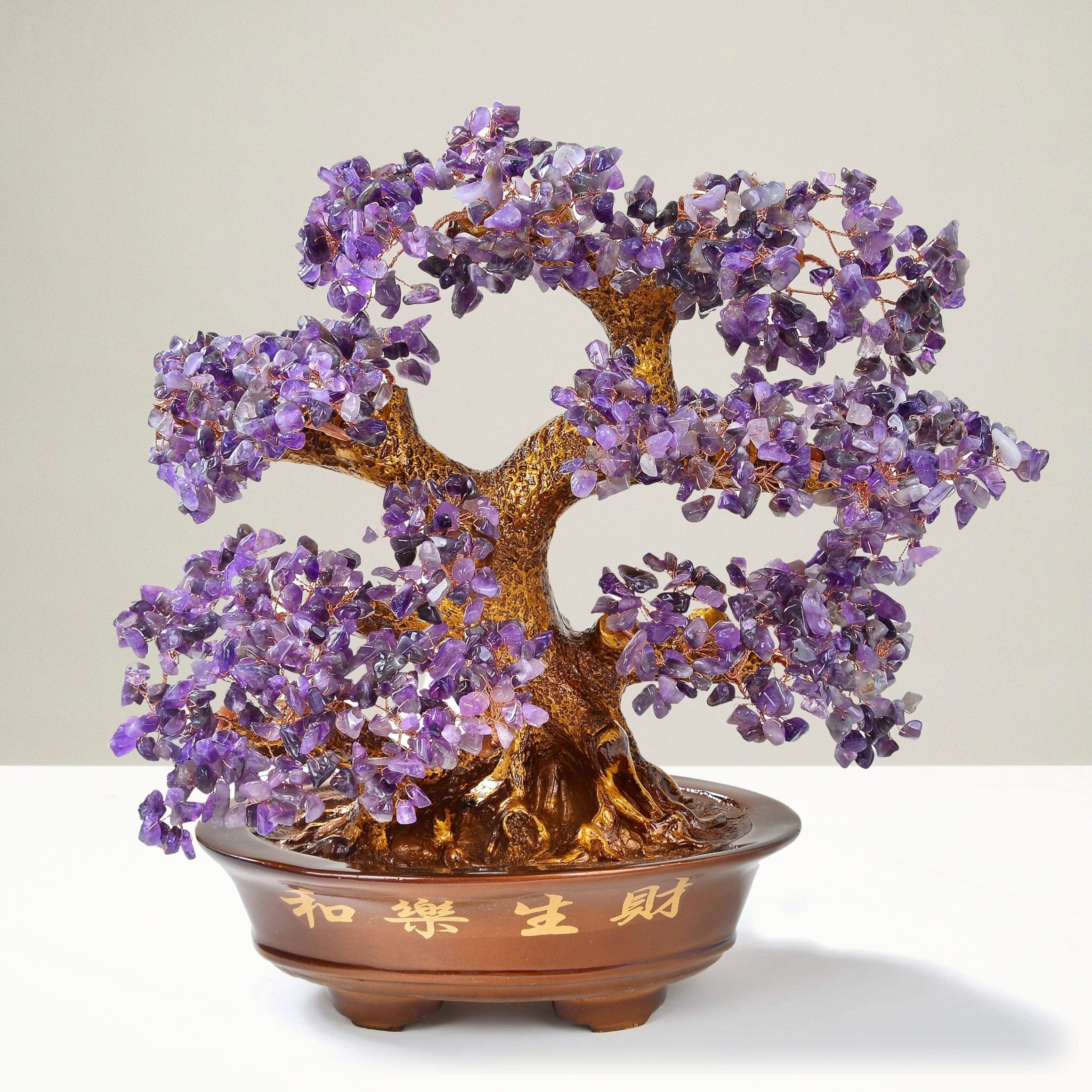 Kalifano Gemstone Trees Amethyst Bonsai Tree of Life with 1,251 Natural Gemstones K9151-AM