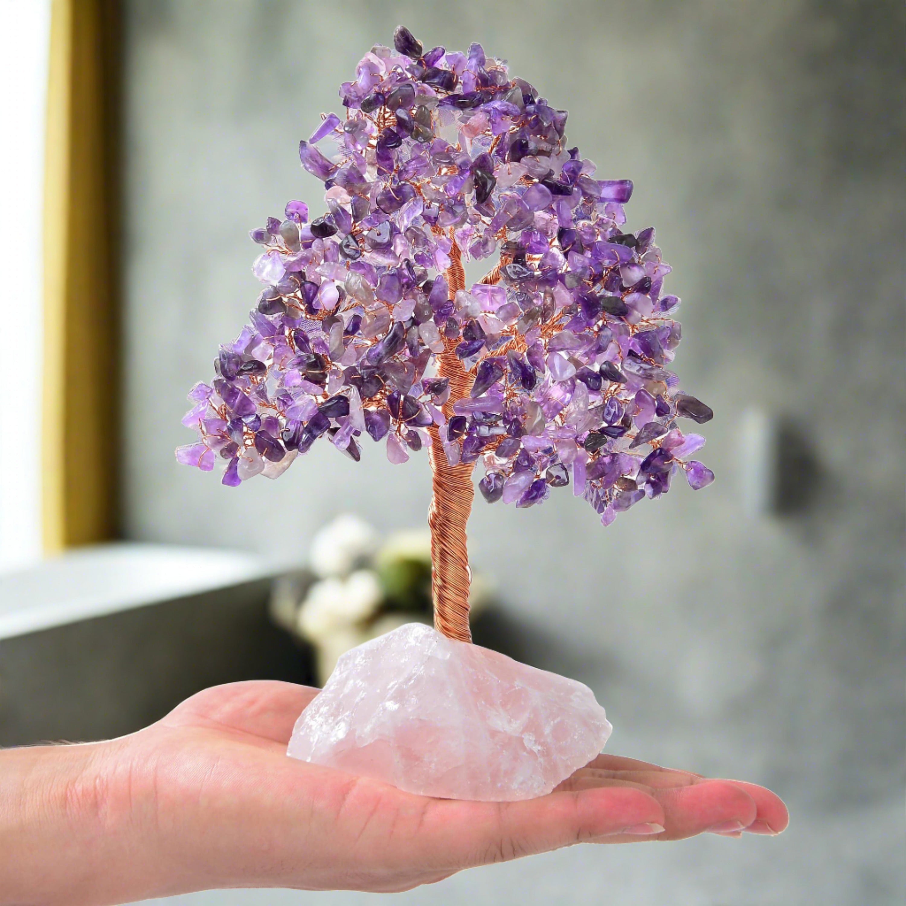 Kalifano Gemstone Trees Amethyst Bonsai Tree of Life with 414 Crystals K965R-AM