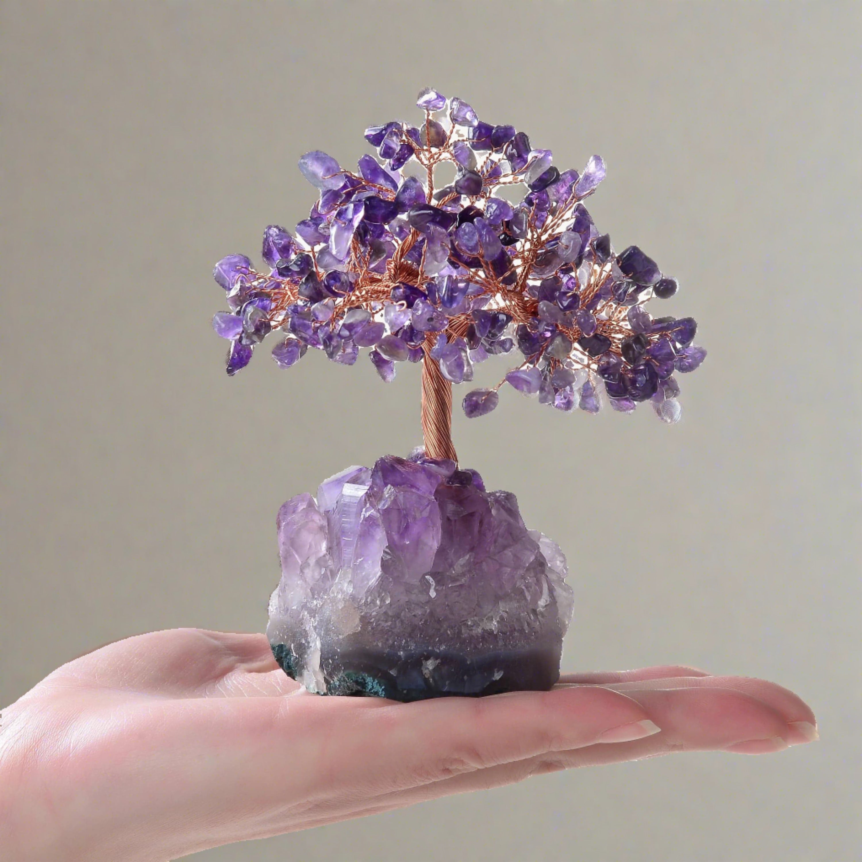 Kalifano Gemstone Trees Amethyst Natural Gemstone Tree of Life with Amethyst Geode Base K946-AM