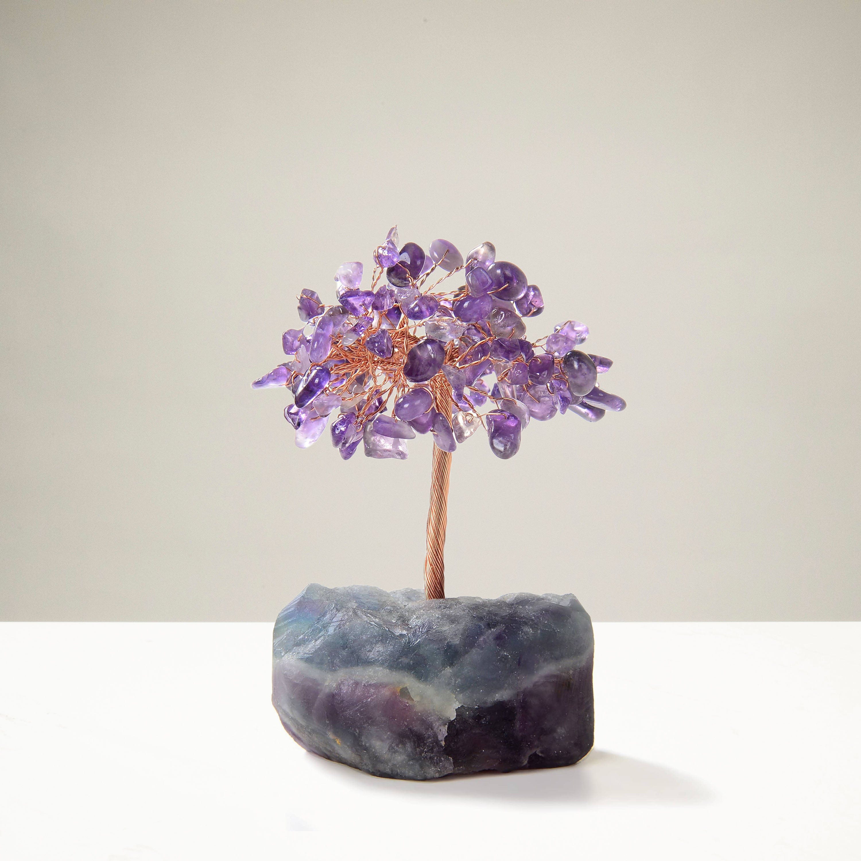 Kalifano Gemstone Trees Amethyst Natural Gemstone Tree of Life with Fluorite Base K913F-AM