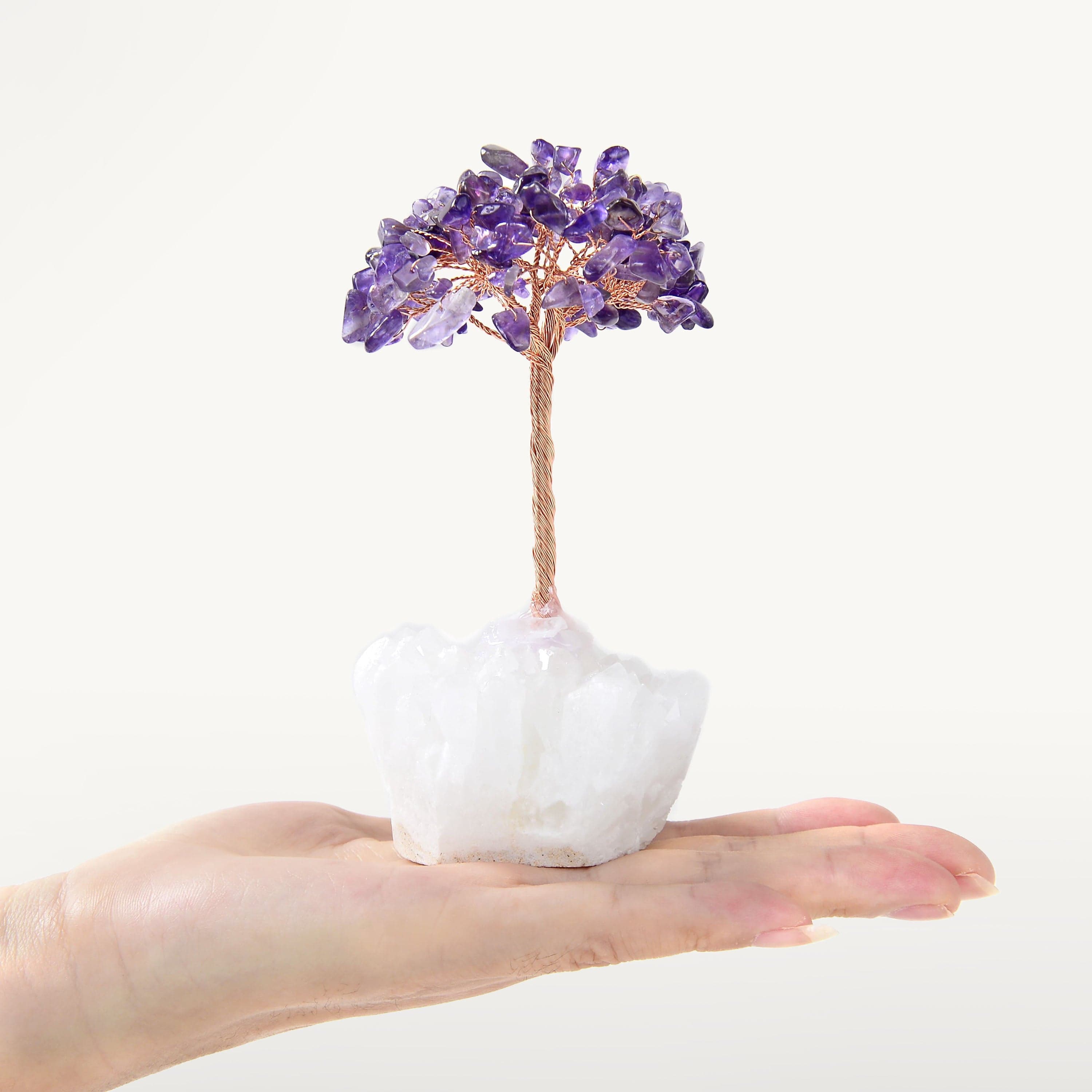 Kalifano Gemstone Trees Amethyst Natural Gemstone Tree of Life with Quartz Base K922Q-AM