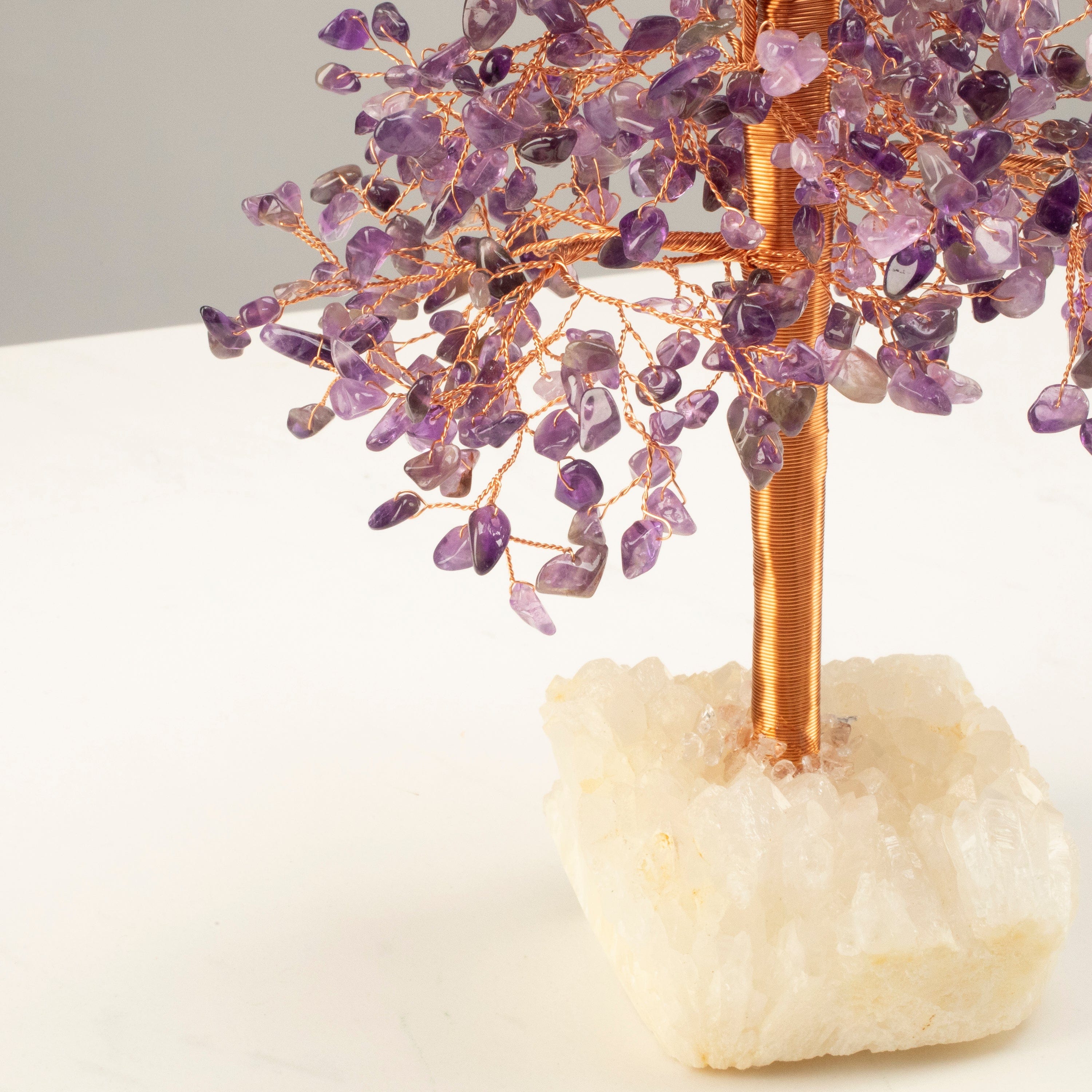 Kalifano Gemstone Trees Amethyst Tree of Life on Quartz Cluster Base K9270QZ-AM