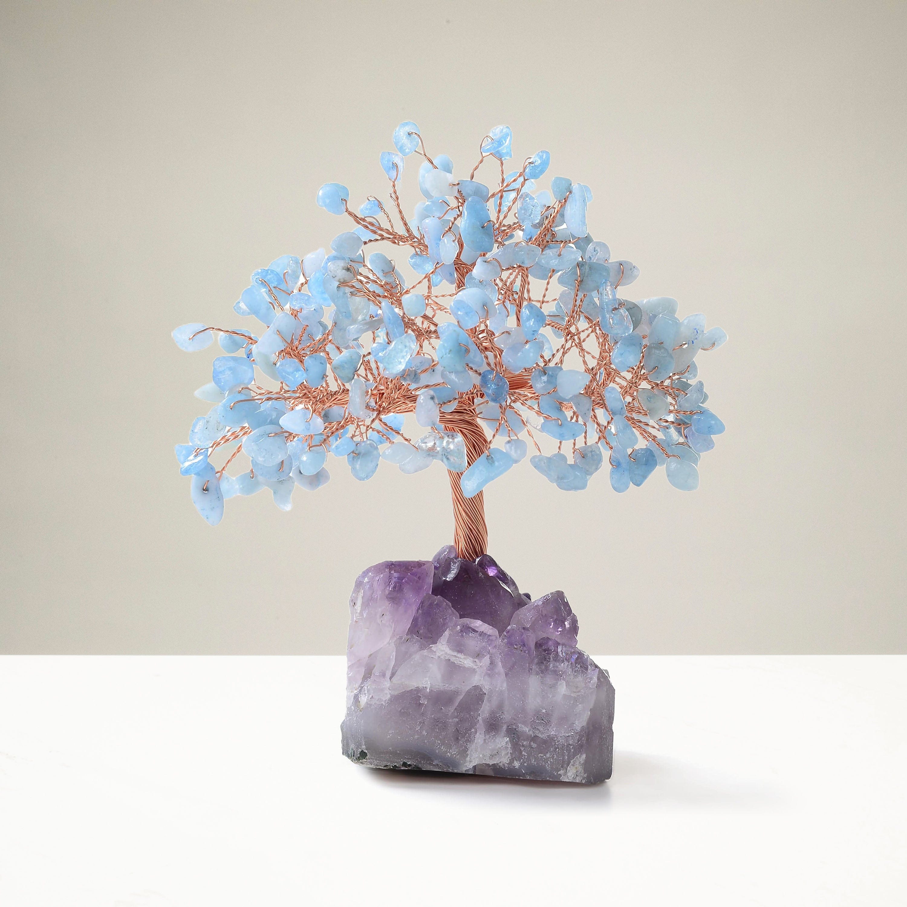 Kalifano Gemstone Trees Aquamarine Natural Gemstone Tree of Life with Amethyst Geode Base K946-AQ