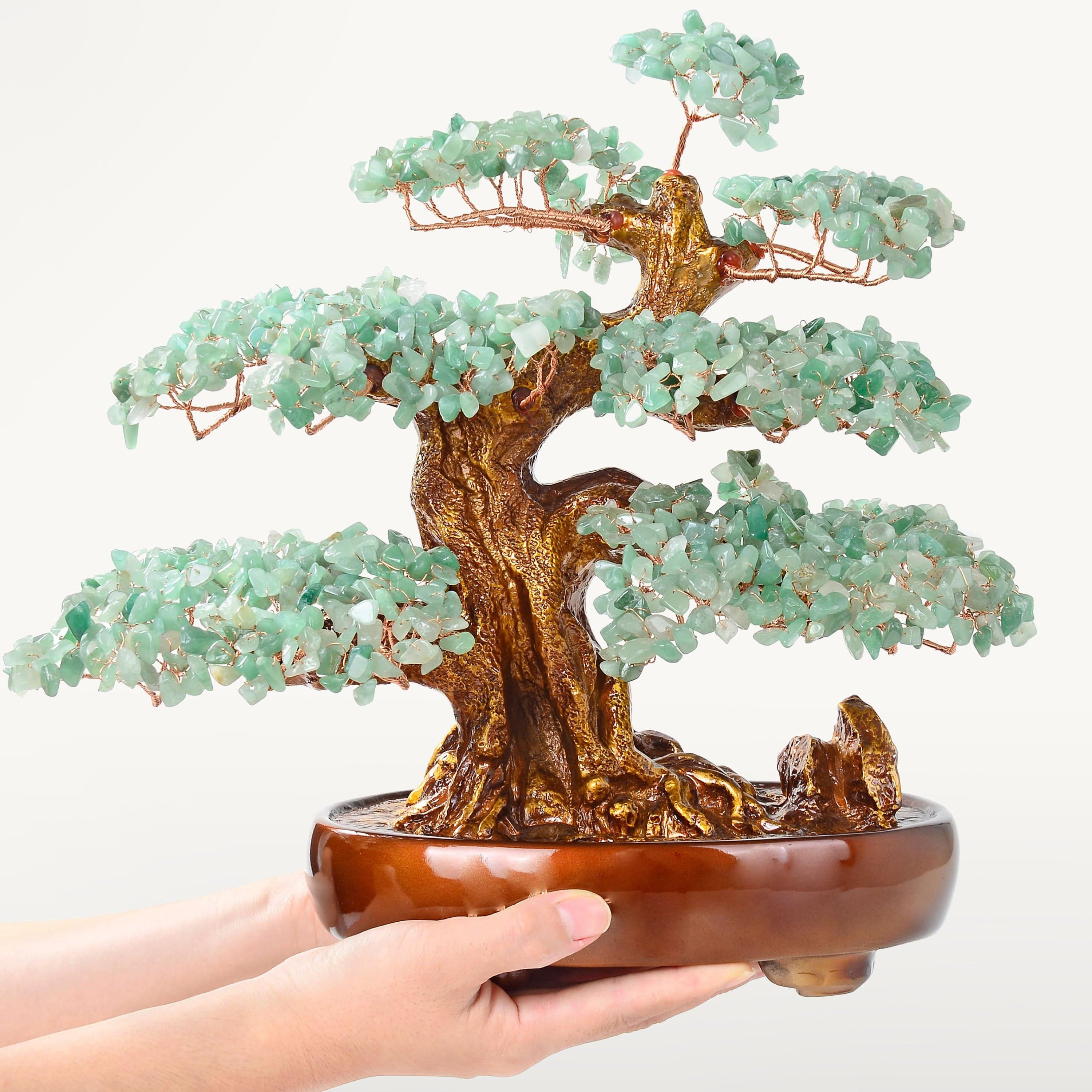 Kalifano Gemstone Trees Aventurine Bonsai Tree of Life with 1,251 Natural Gemstones K9150N-AV