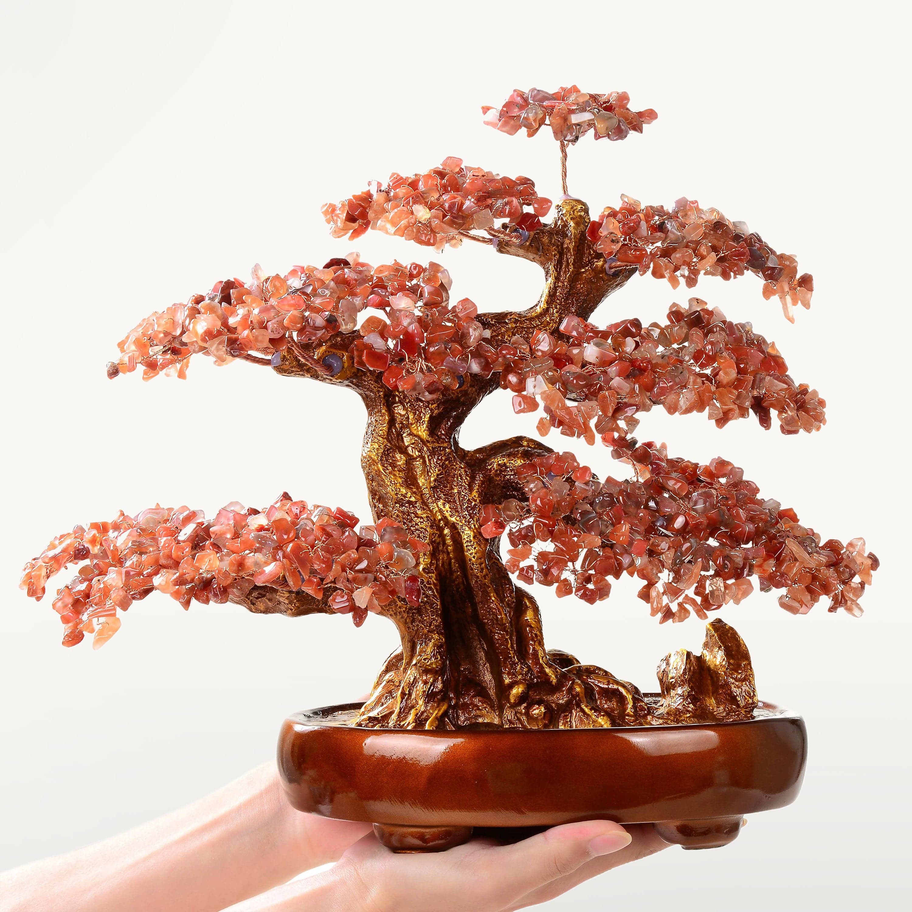 Kalifano Gemstone Trees Carnelian Bonsai Tree of Life with 1,251 Natural Gemstones K9150N-CR