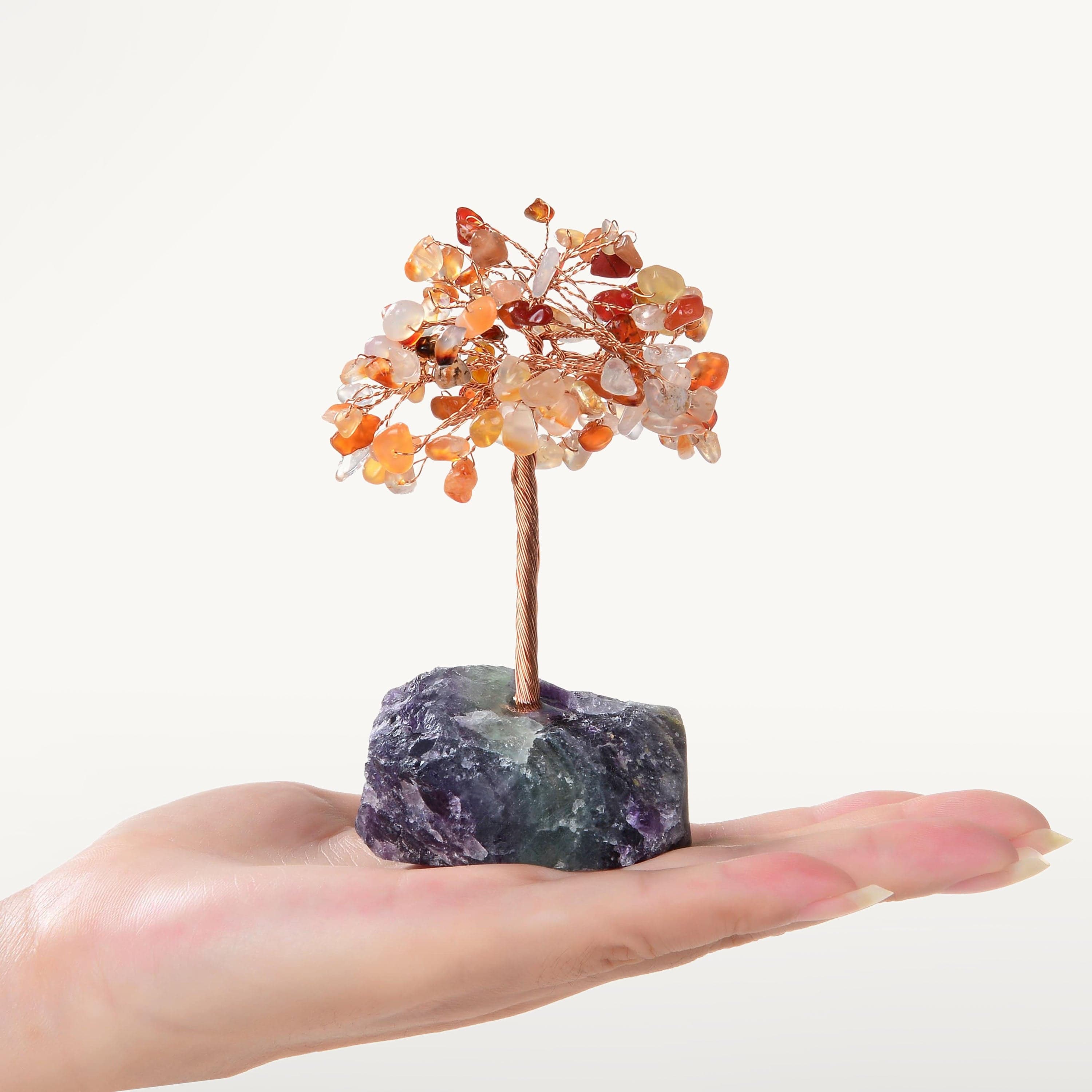 Kalifano Gemstone Trees Carnelian Natural Gemstone Tree of Life with Fluorite Base K913F-CR