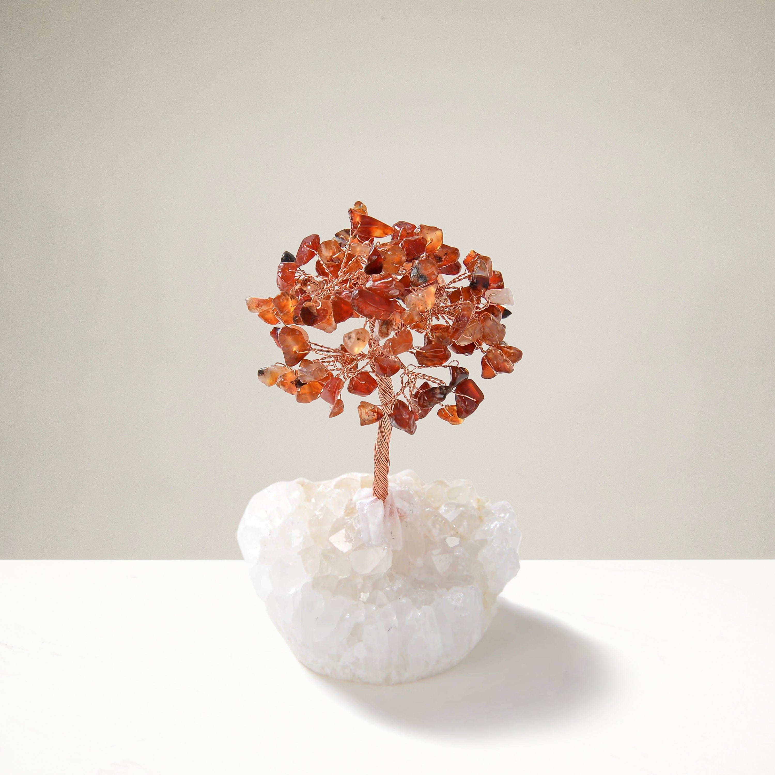 Kalifano Gemstone Trees Carnelian Natural Gemstone Tree of Life with Quartz Base K922Q-CR