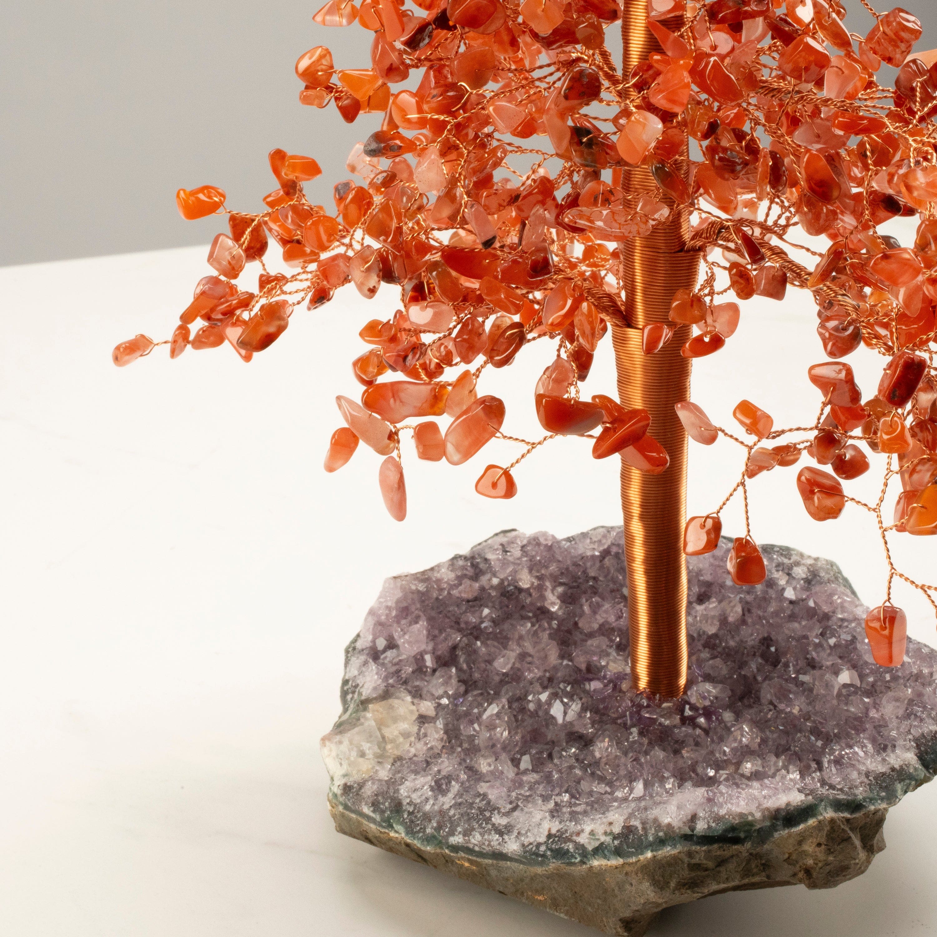 Kalifano Gemstone Trees Carnelian Tree of Life on Amethyst Geode Base with 728 Natural Gemstones K9365AG-CR