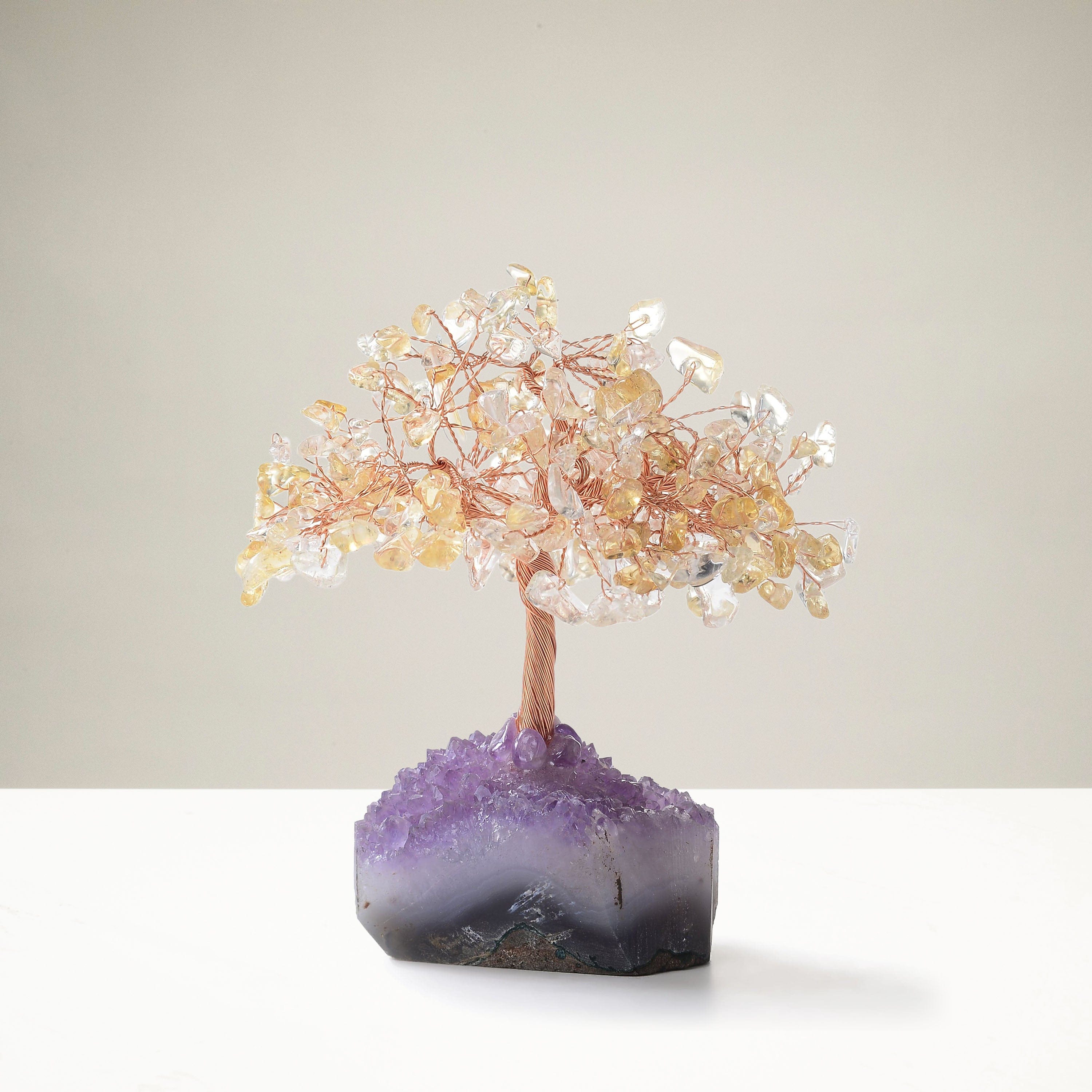 Kalifano Gemstone Trees Citrine Natural Gemstone Tree of Life with Amethyst Geode Base K946-CT