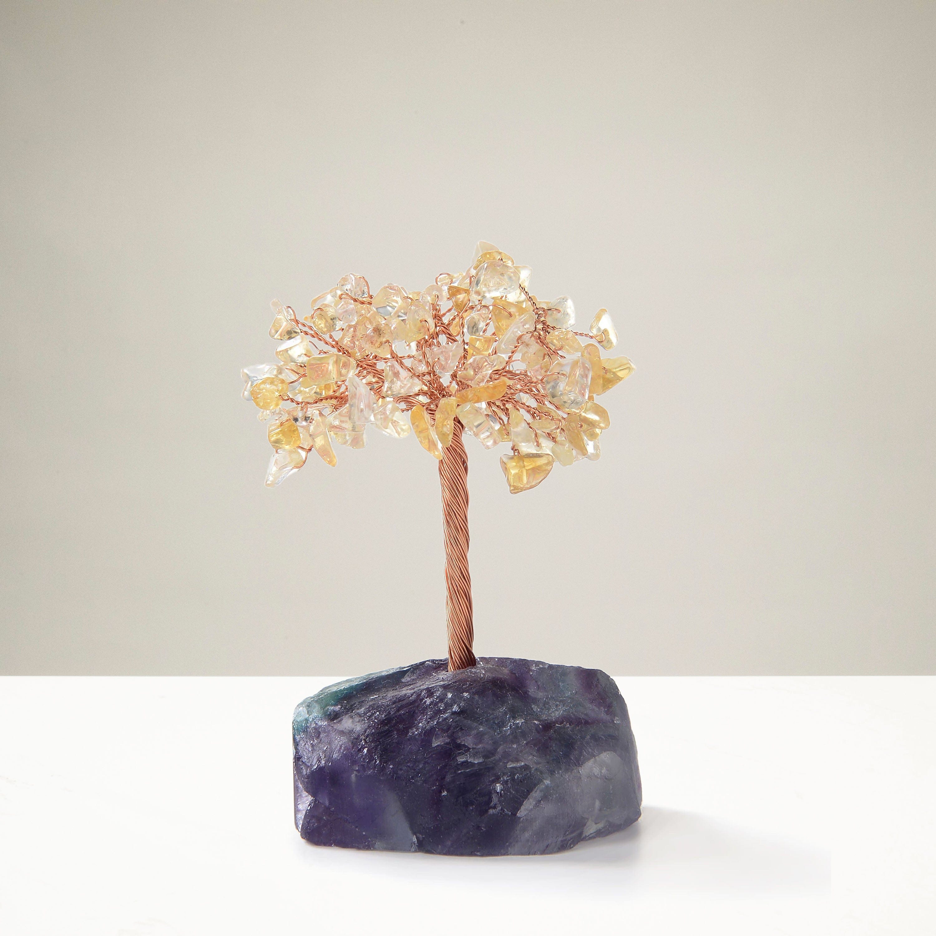 Kalifano Gemstone Trees Citrine Natural Gemstone Tree of Life with Fluorite Base K913F-CT