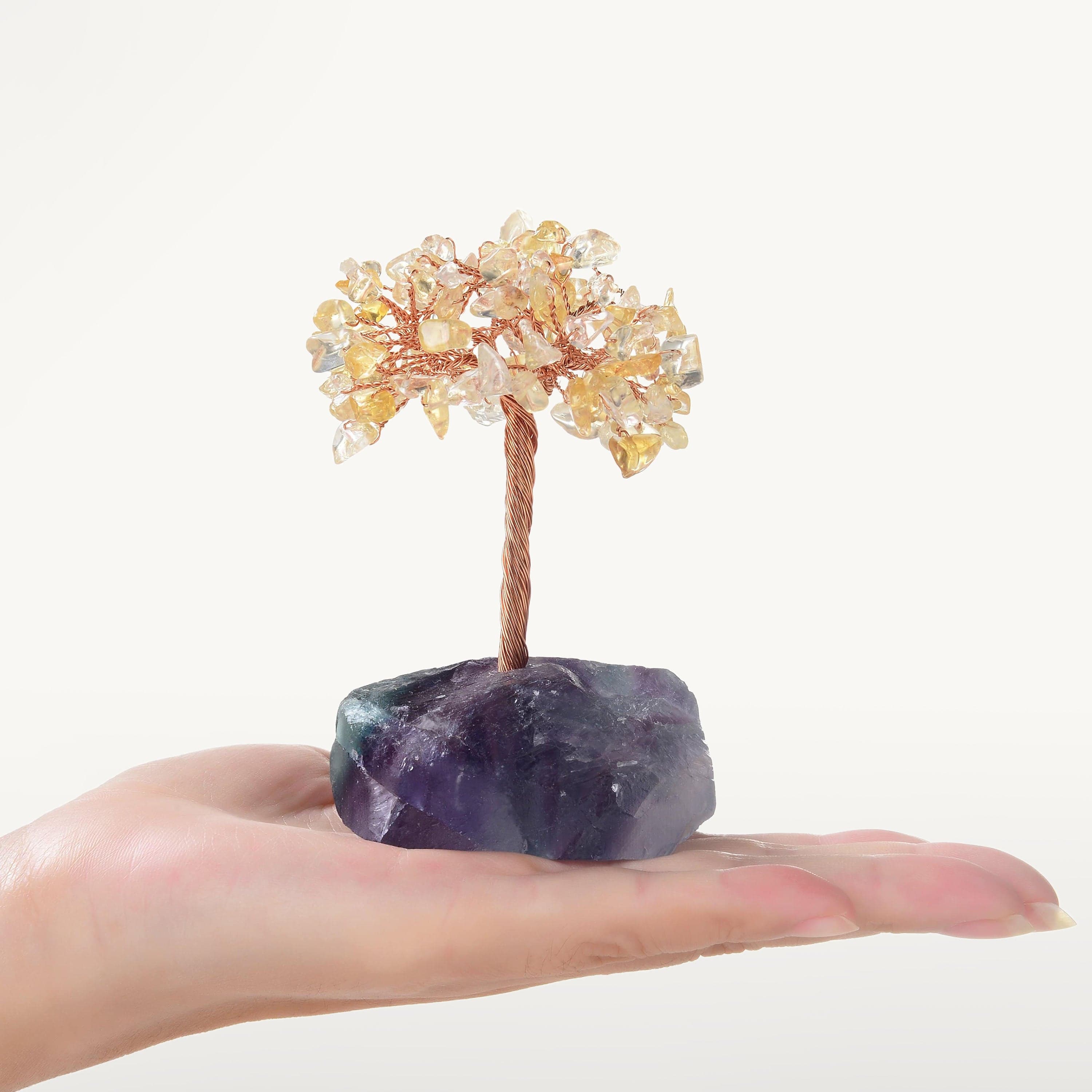 Kalifano Gemstone Trees Citrine Natural Gemstone Tree of Life with Fluorite Base K913F-CT