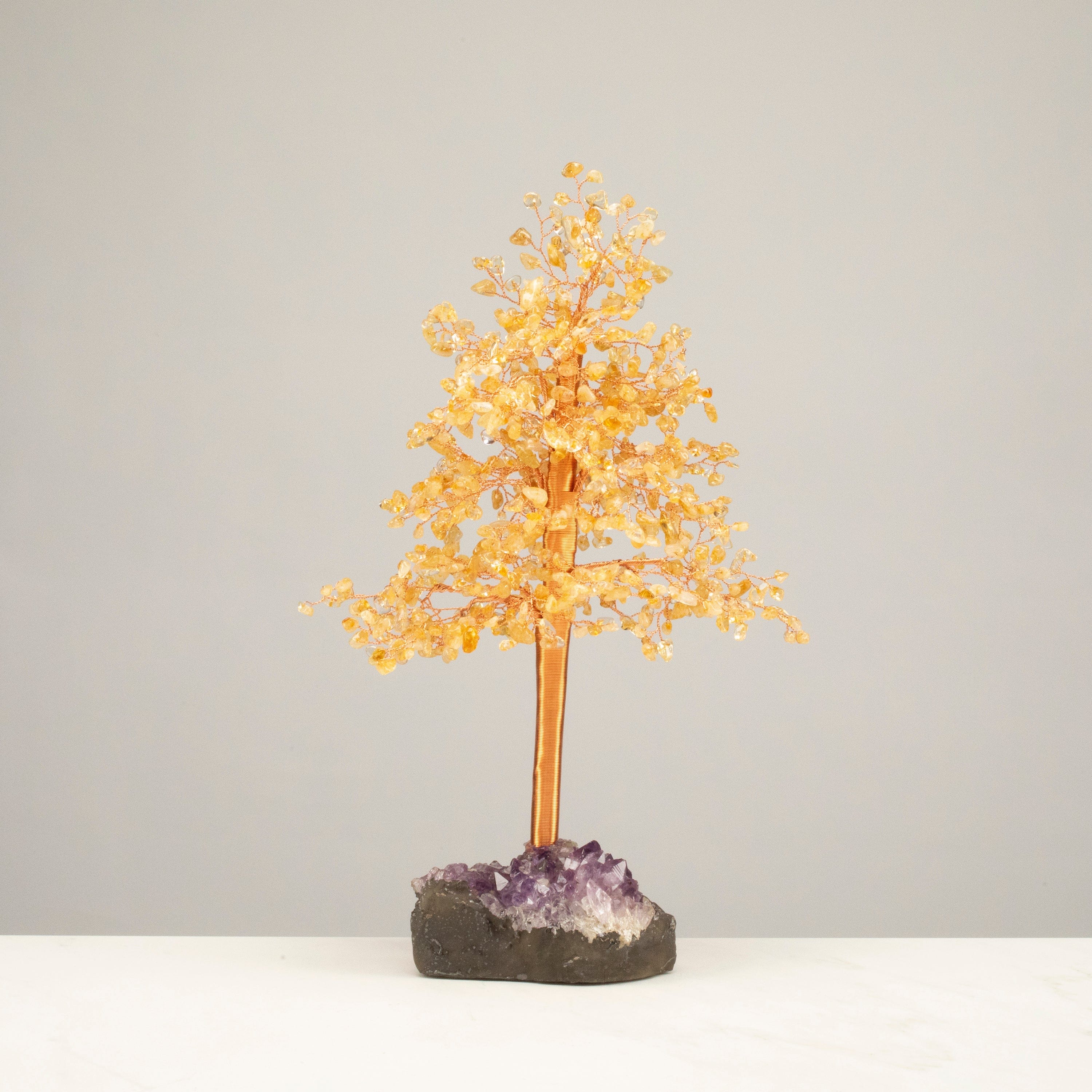 Kalifano Gemstone Trees Citrine Tree of Life on Amethyst Geode Base with 728 Natural Gemstones K9365AG-CT