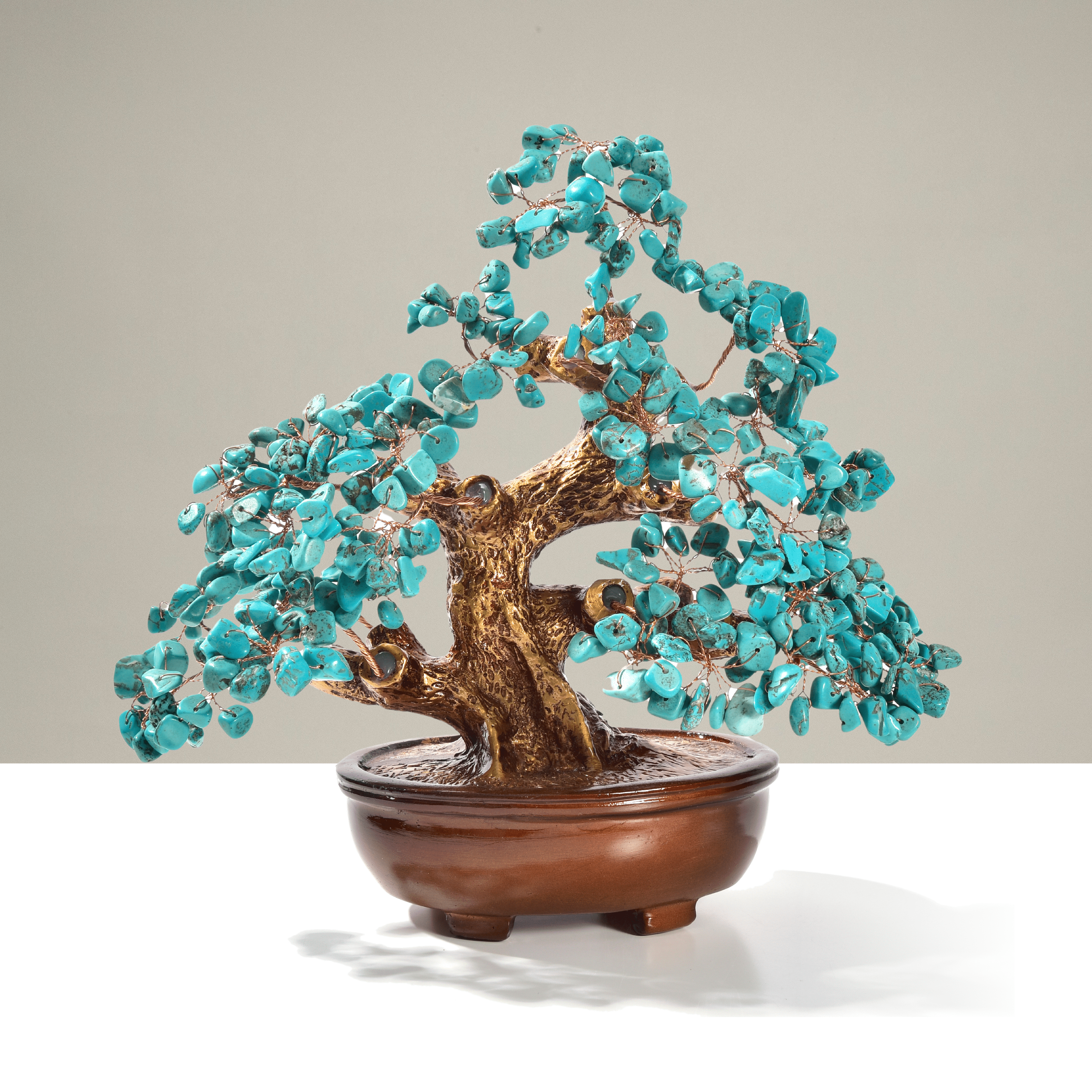 Kalifano Gemstone Trees Howlite Turquoise Gemstone Tree of Life with 360 Natural Gemstones K944-TQ